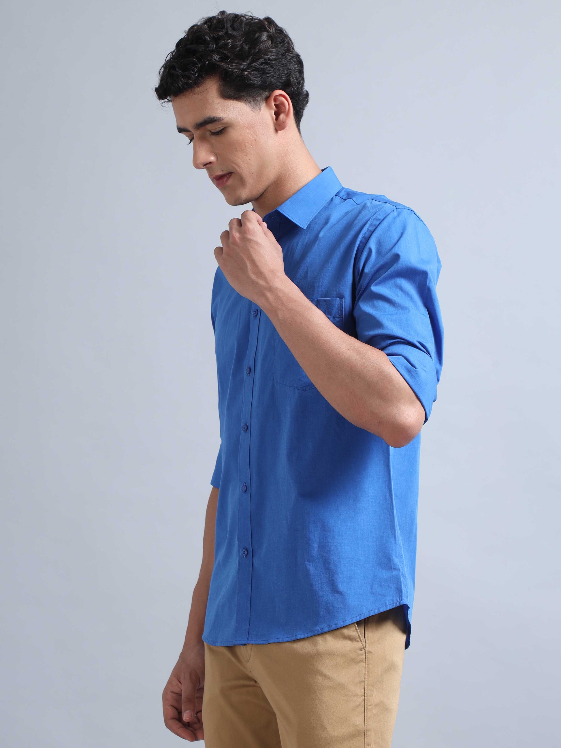 Dark Sky Blue Shirt for Men 