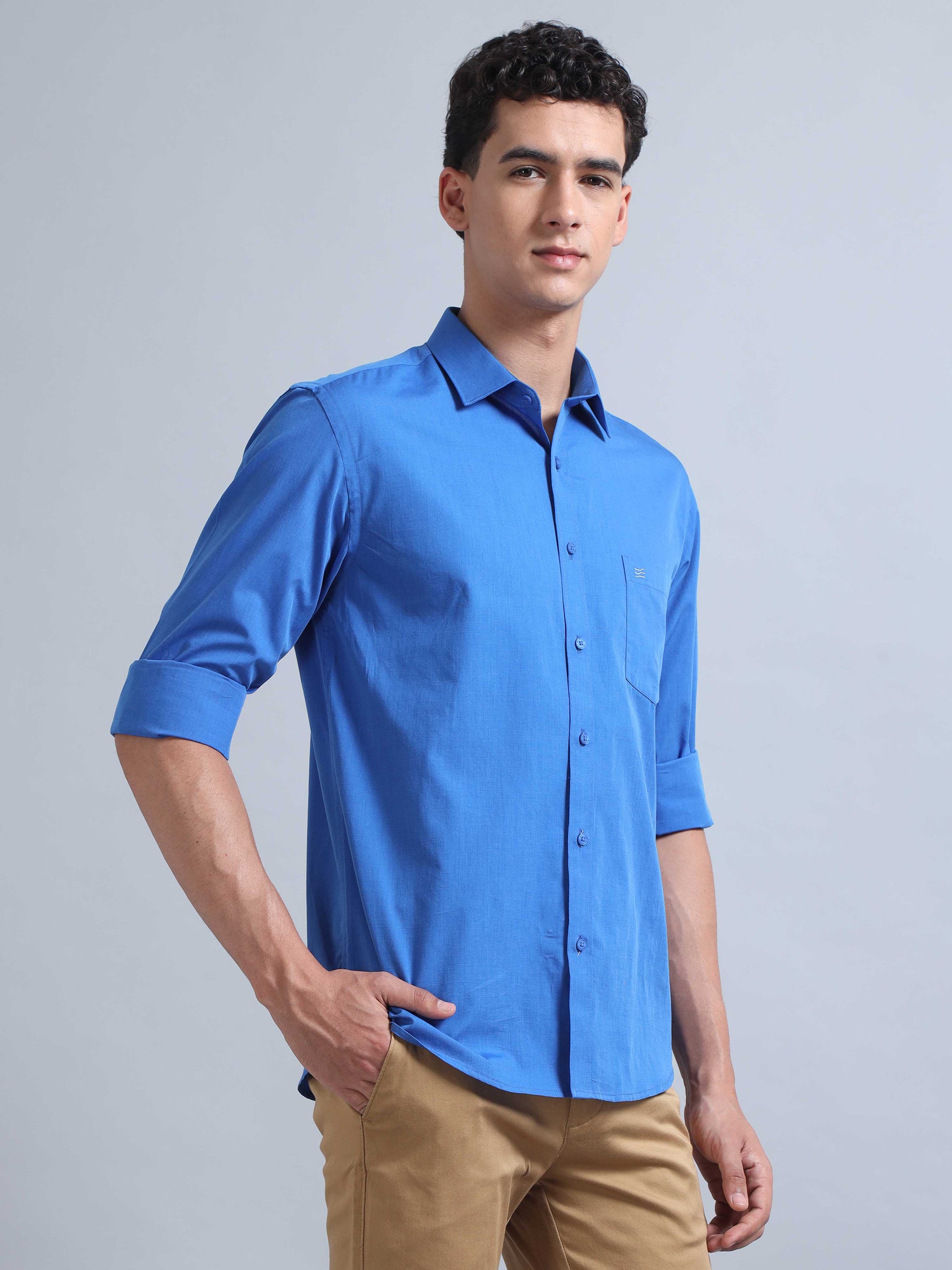 Dark Sky Blue Shirt for Men 