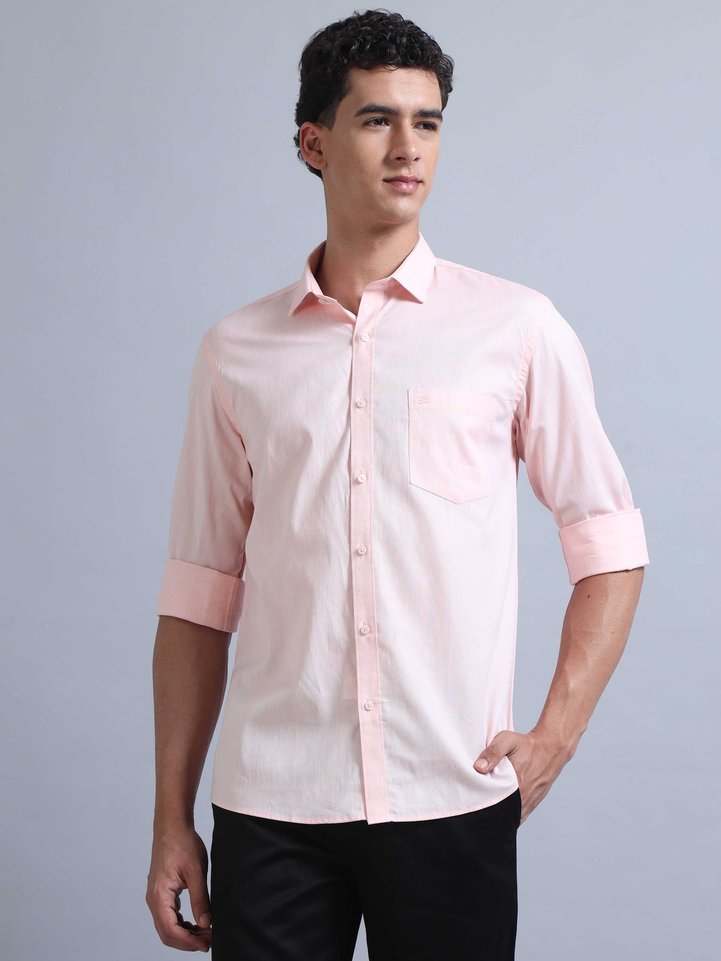 Men Full Sleeve Peached Shirt