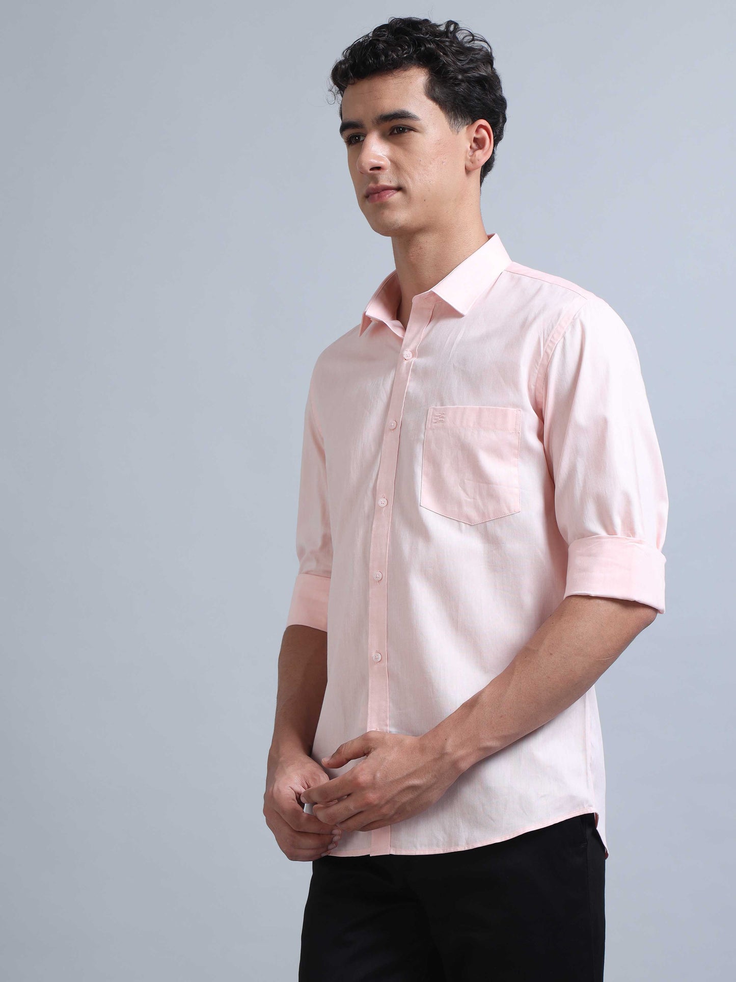 Men Full Sleeve Peached Shirt