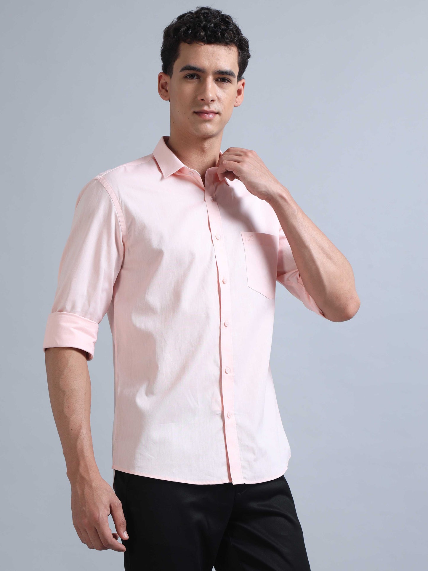 Men Full Sleeve Peached Shirt