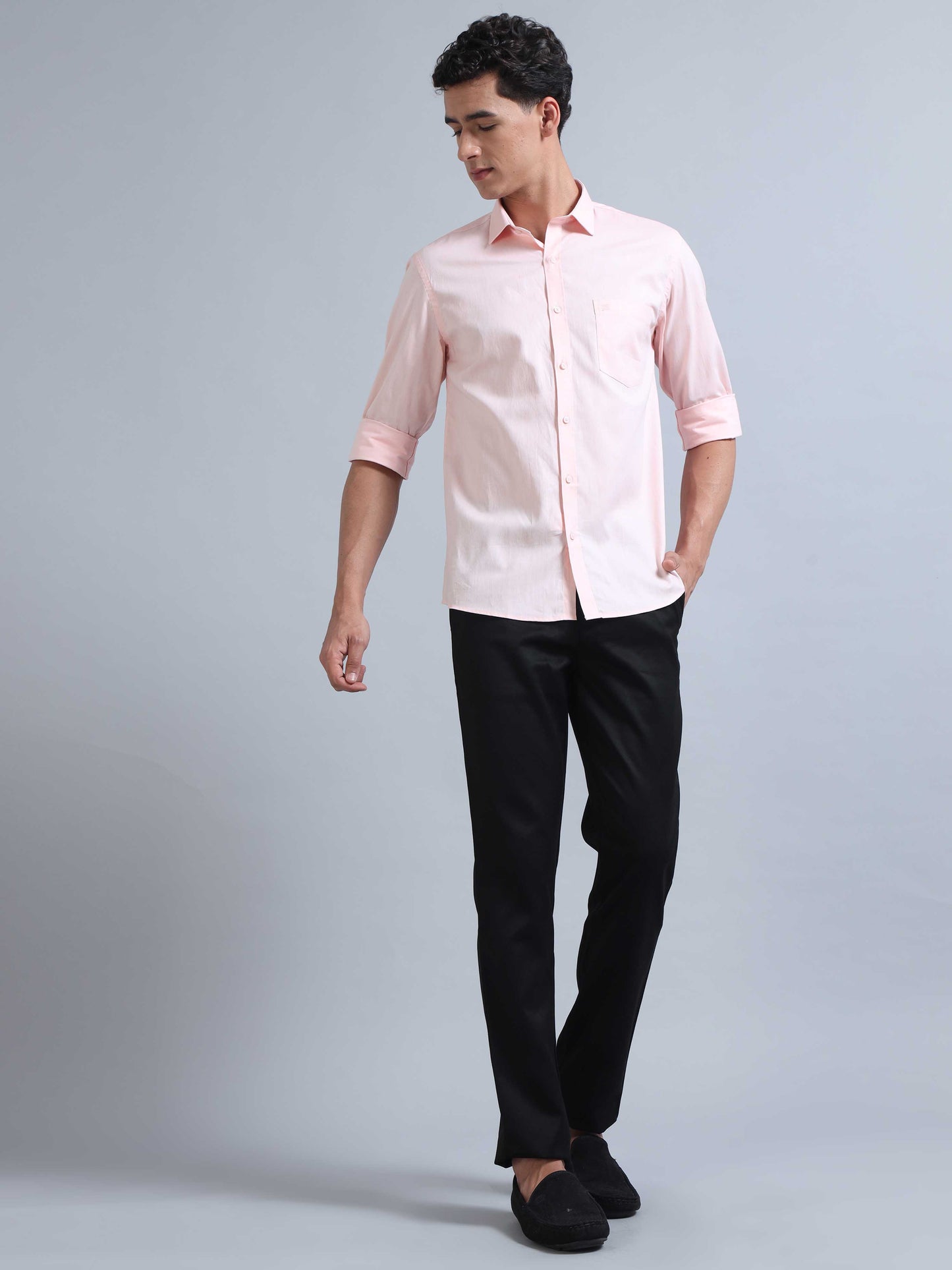 Men Full Sleeve Peached Shirt