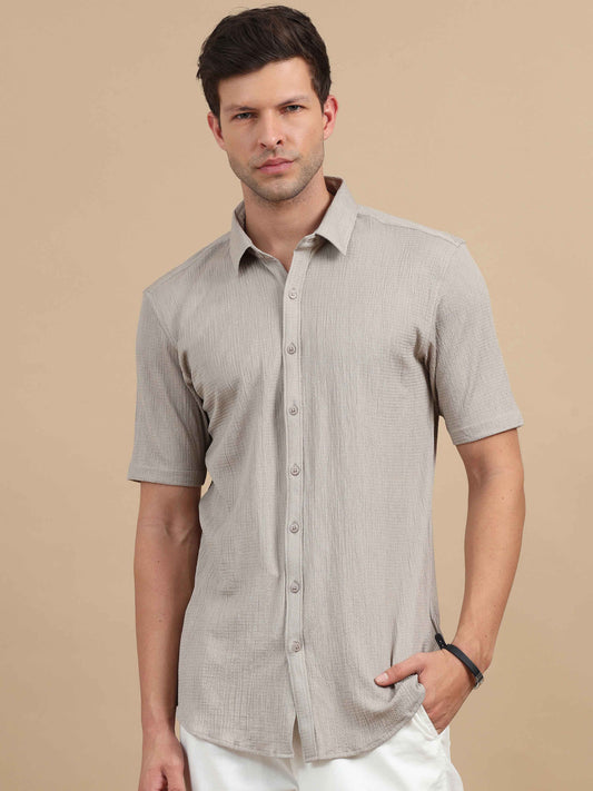 Beige Grey Shirt for Men