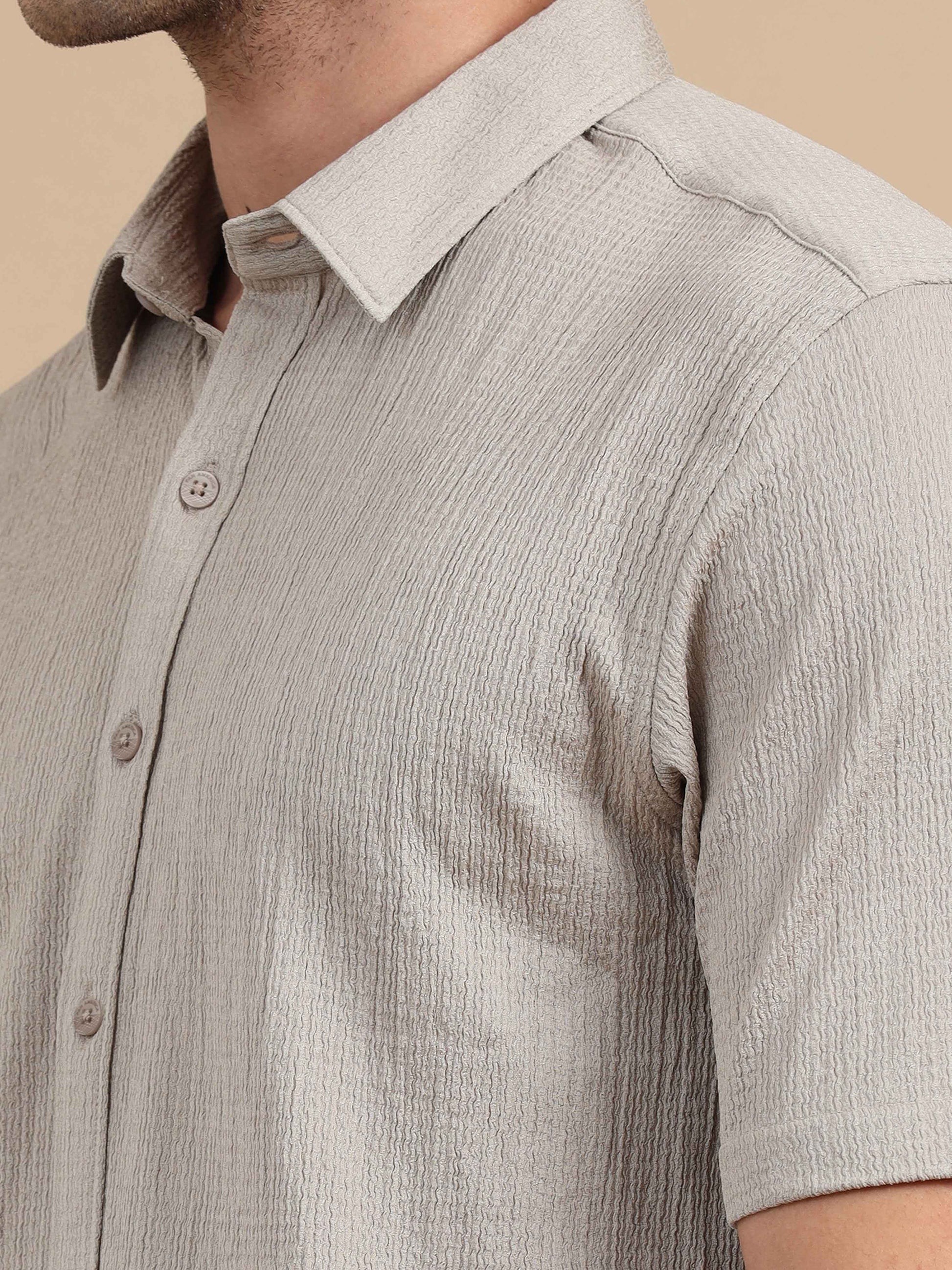 Beige Grey Shirt for Men