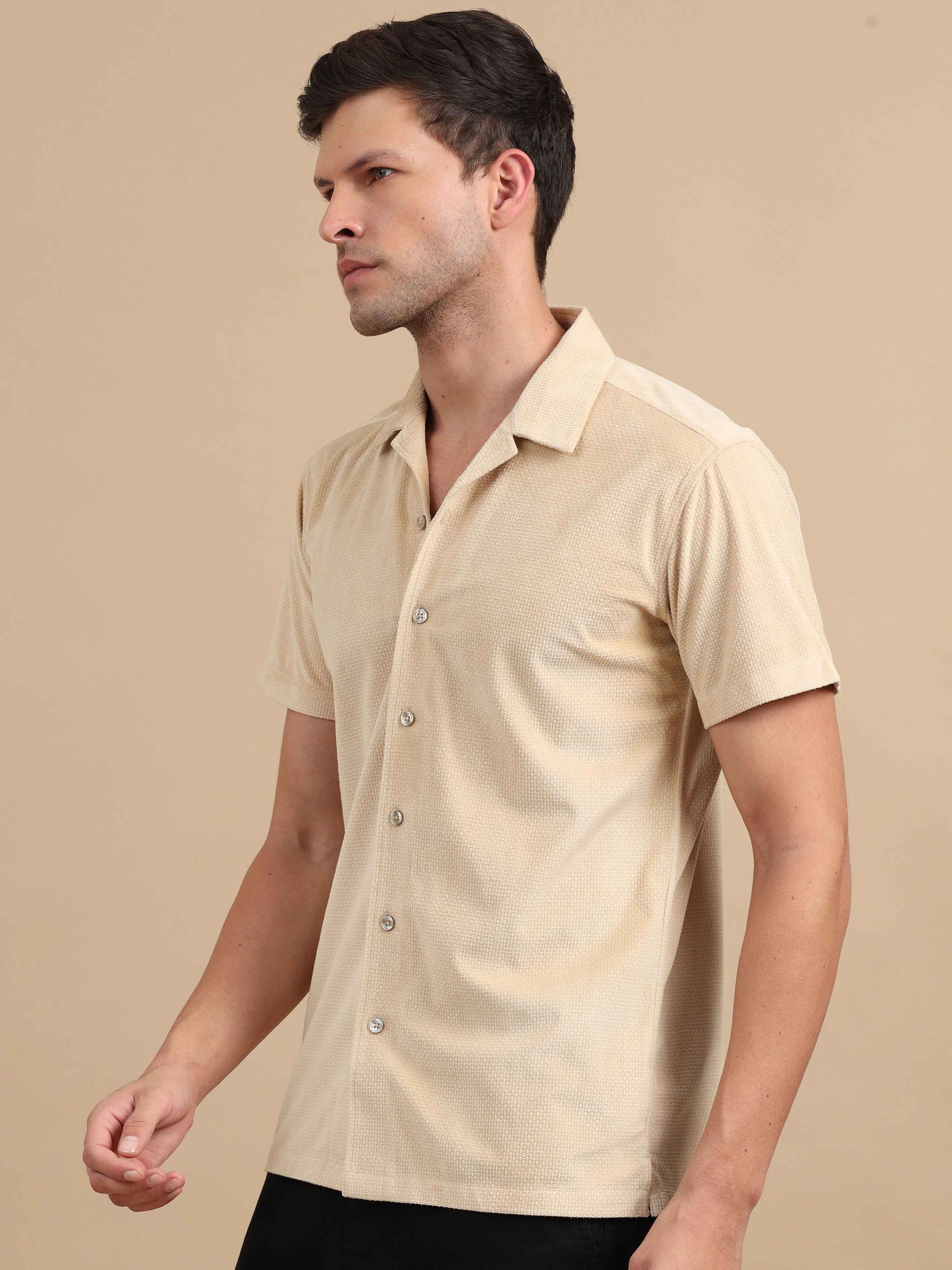 Brown Cuban Collar Shirt