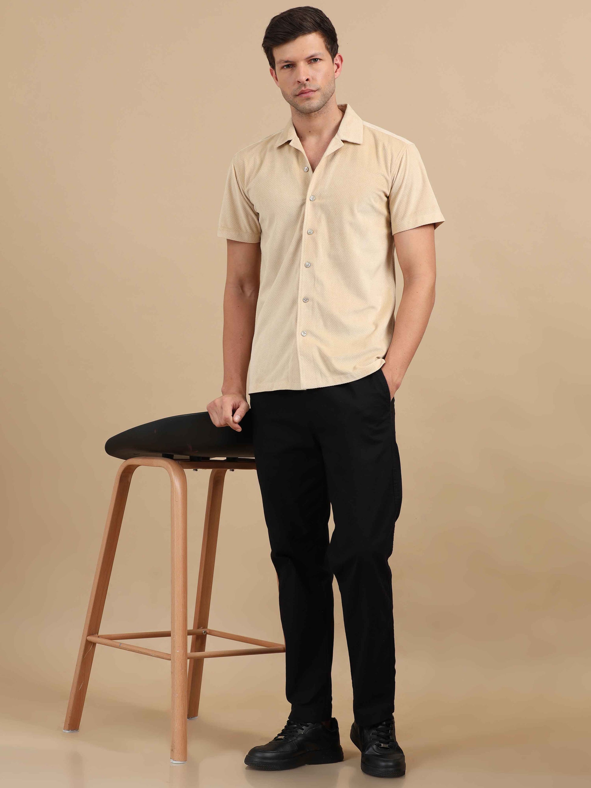 Brown Cuban Collar Shirt