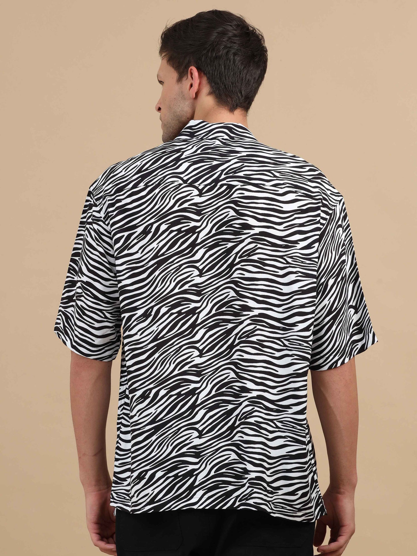 Zebra Print Drop Shoulder Shirt