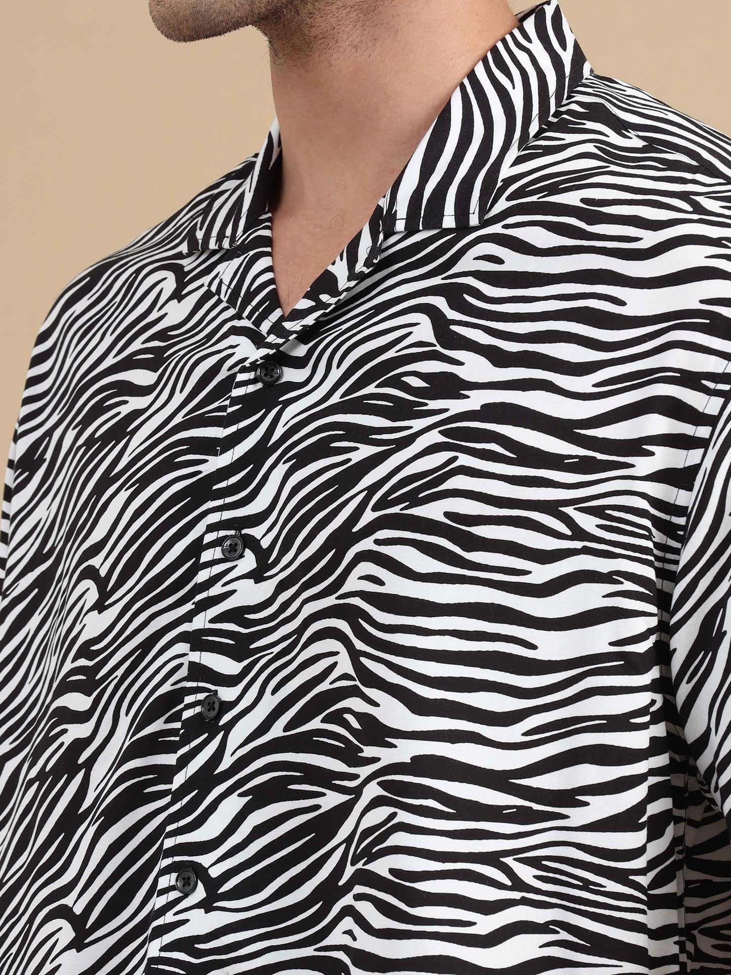 Zebra Print Drop Shoulder Shirt