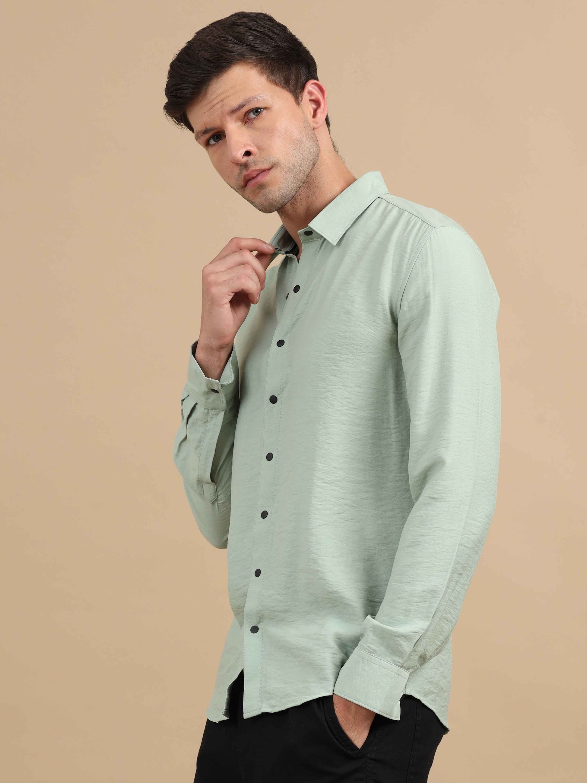 Crush Waves Olive Green Shirt Men