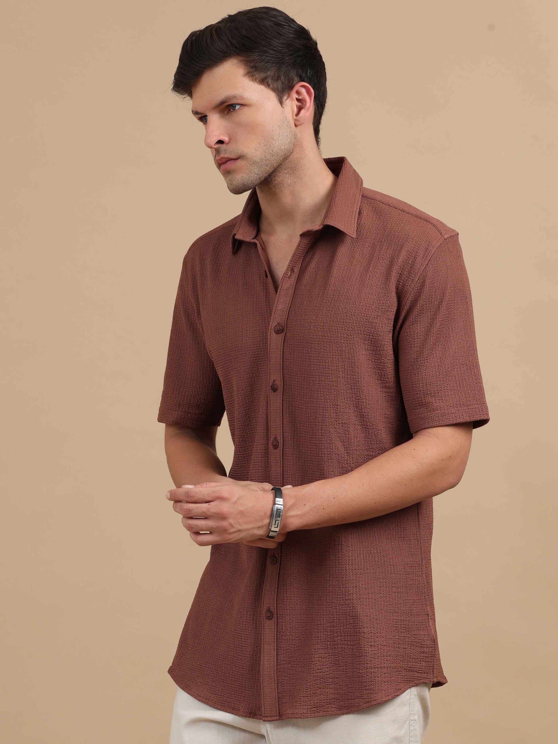 Smooth Crush Beige Shirt Men