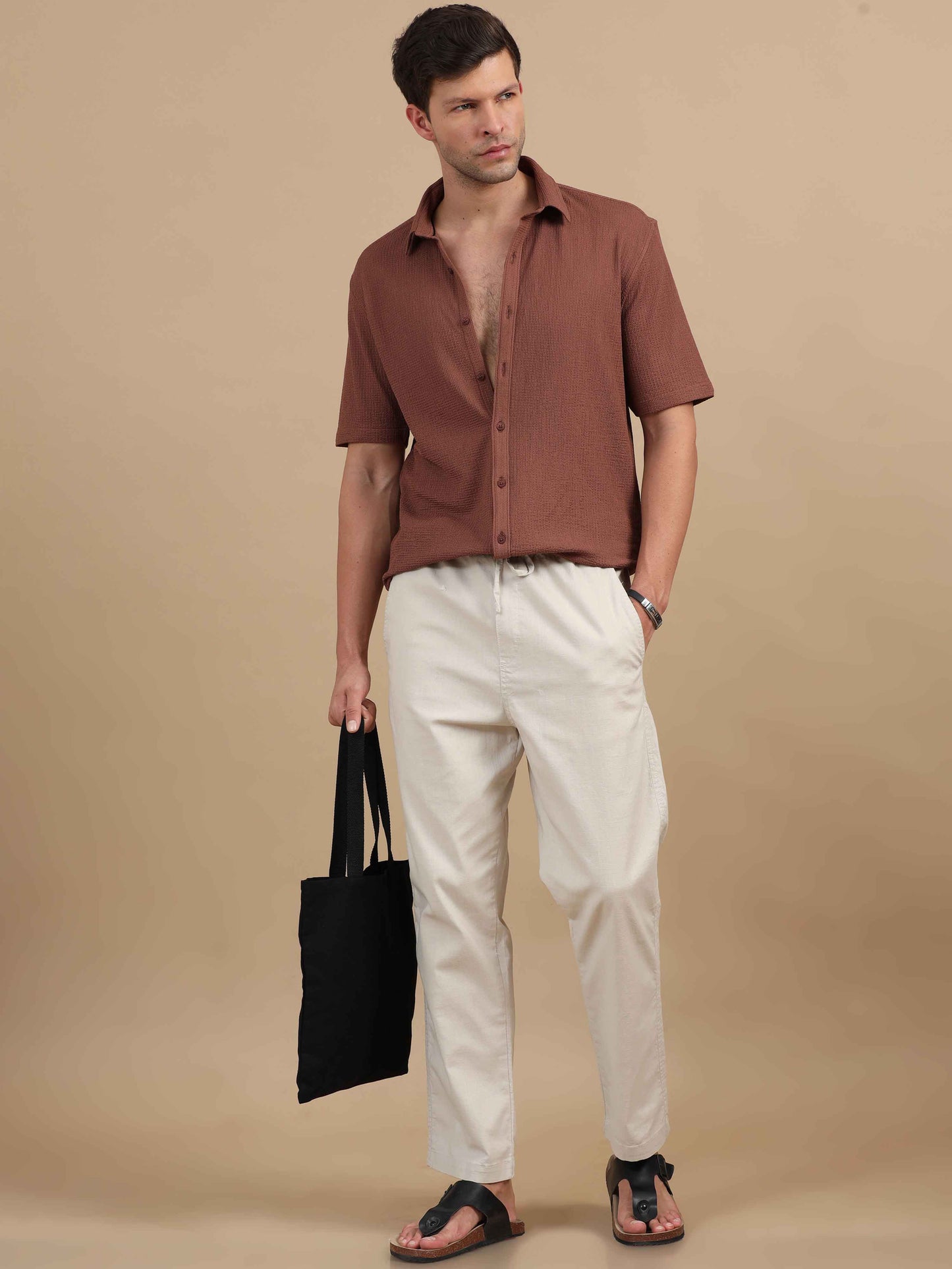 Smooth Crush Beige Shirt Men