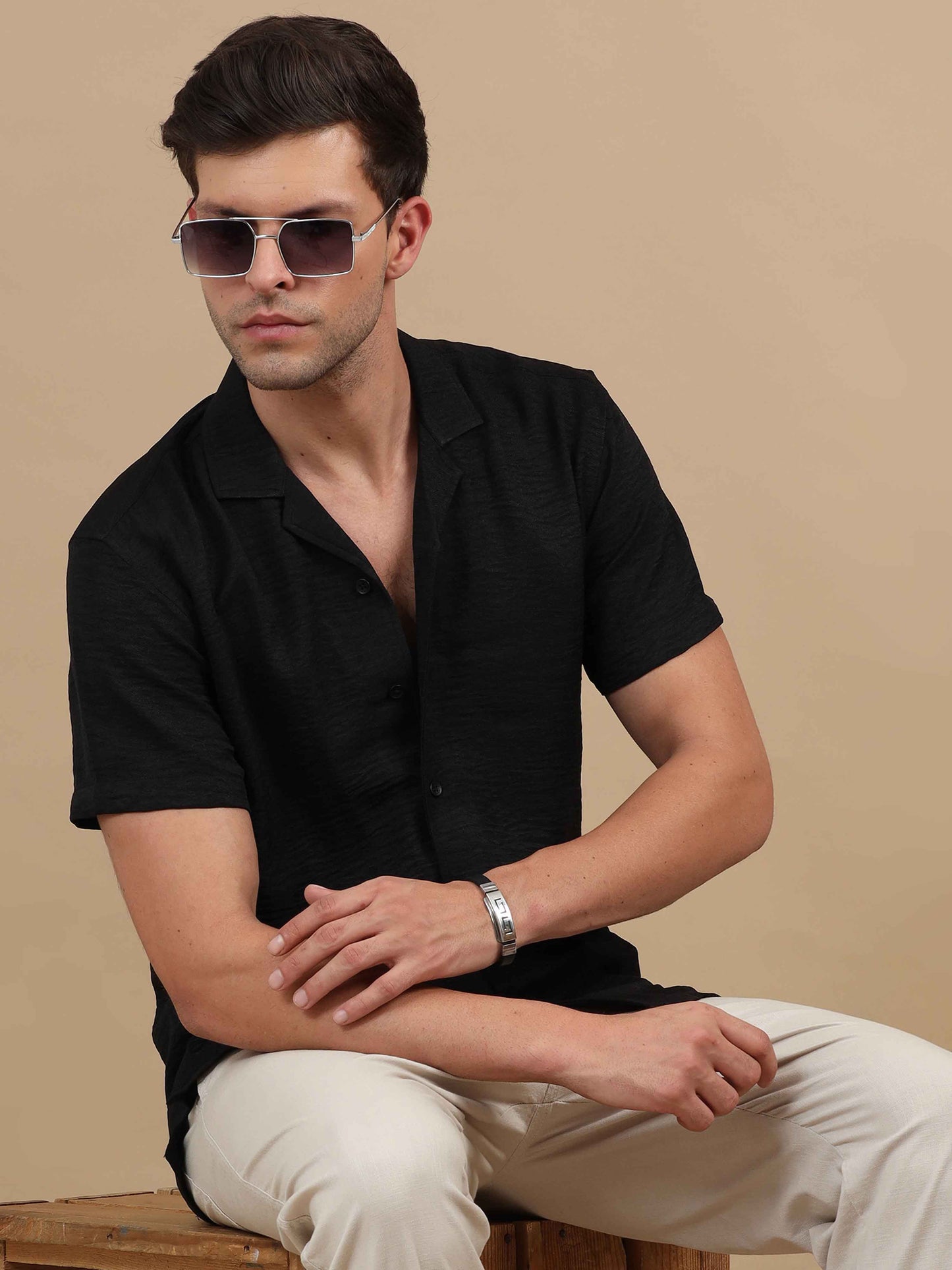 Solid Twill Siyah Black Shirt