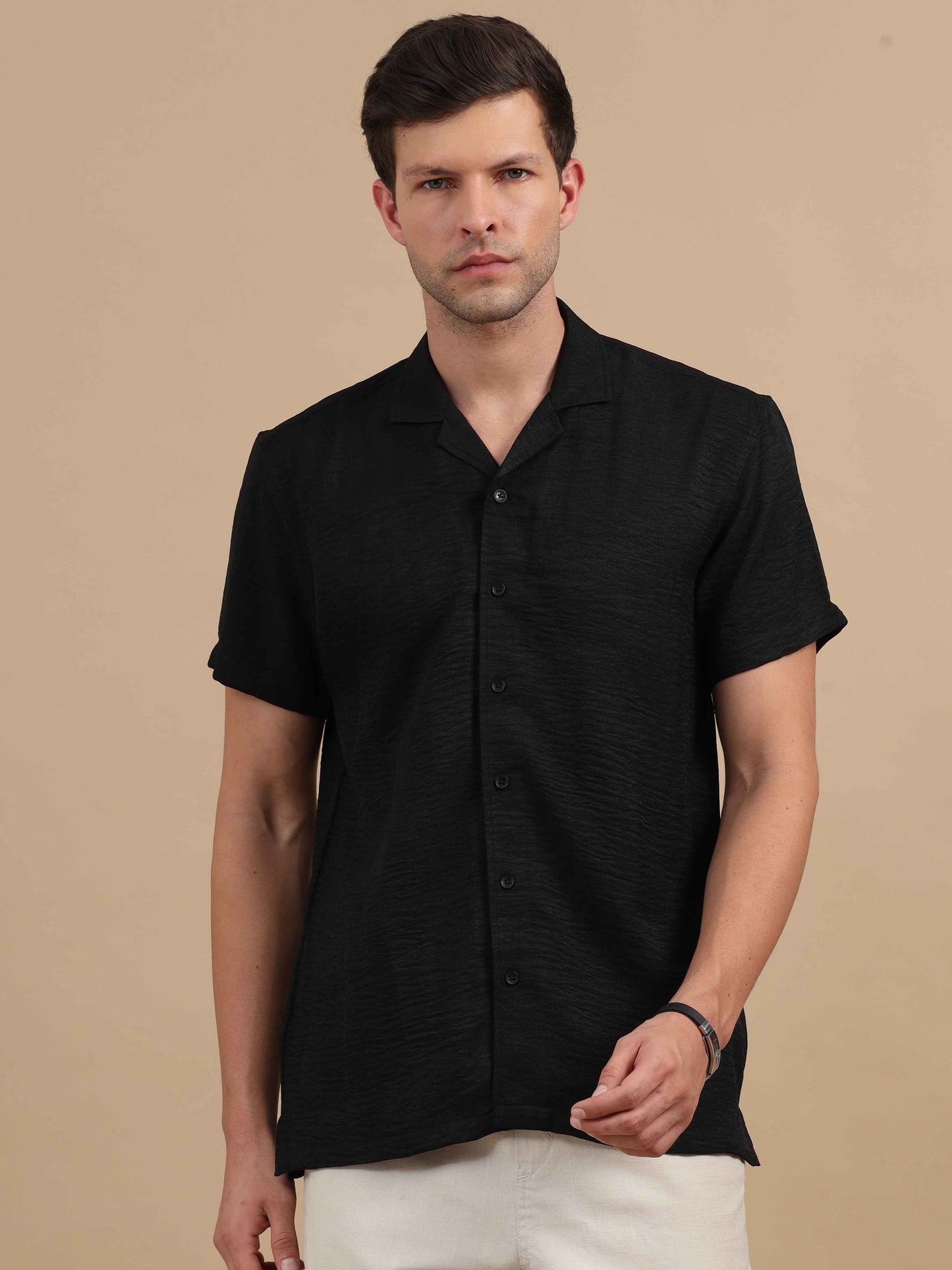 Solid Twill Siyah Black Shirt