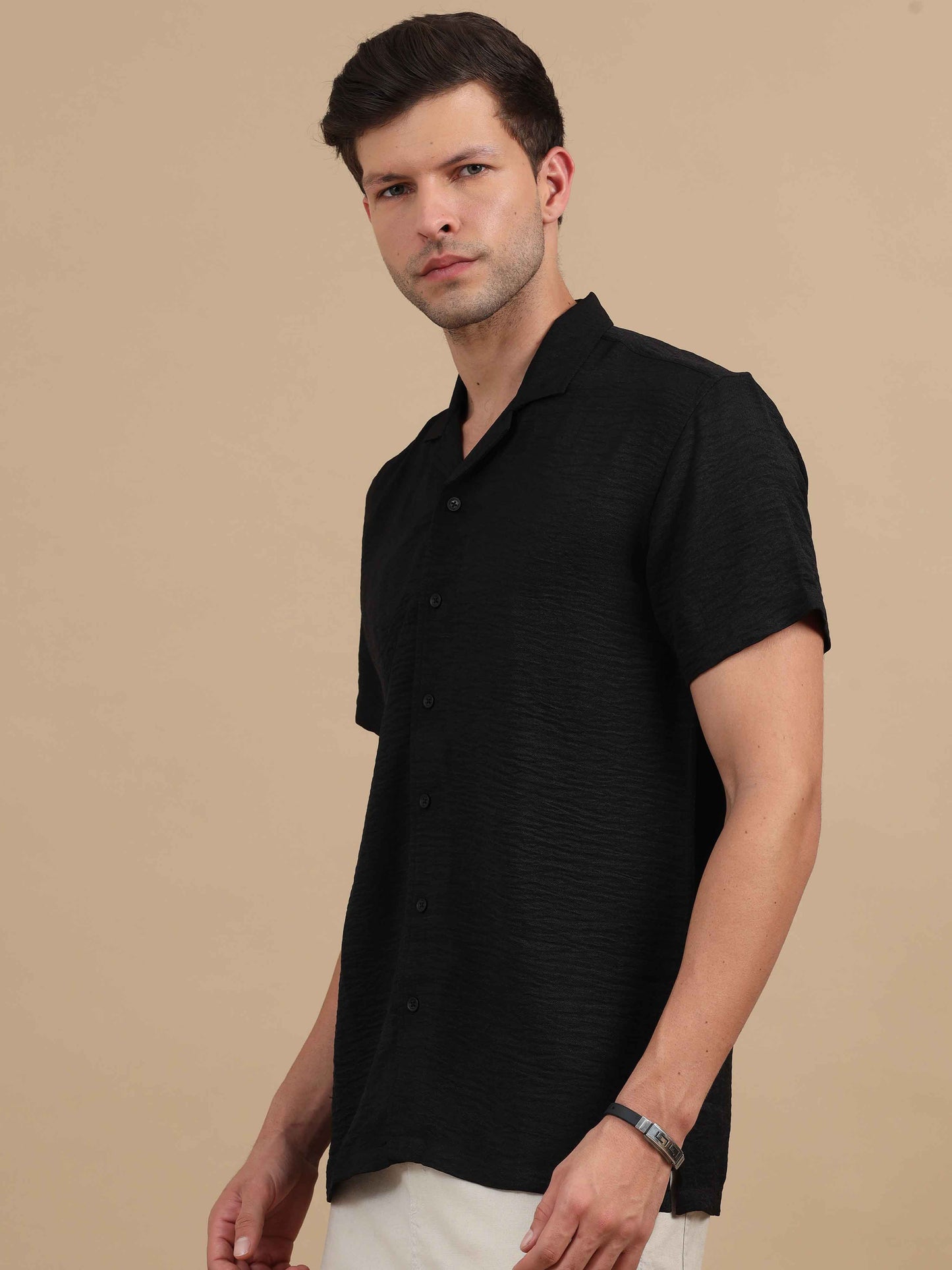 Solid Twill Siyah Black Shirt