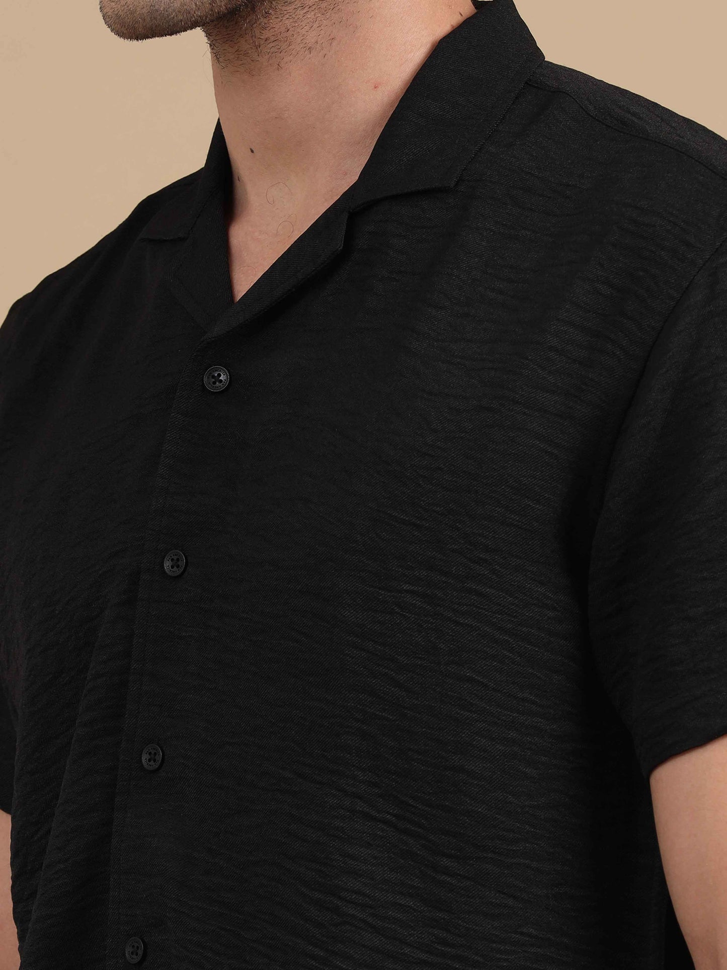 Solid Twill Siyah Black Shirt