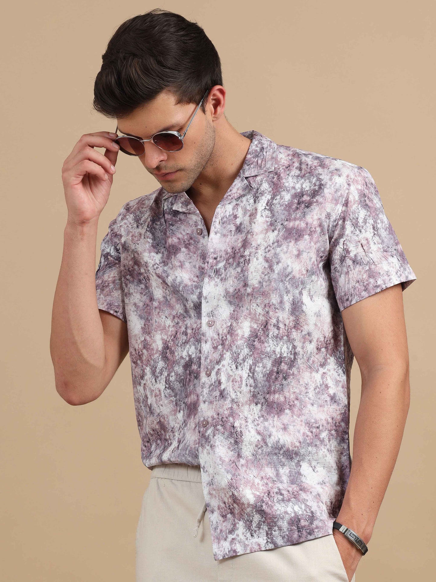 Purple printed shirt for men