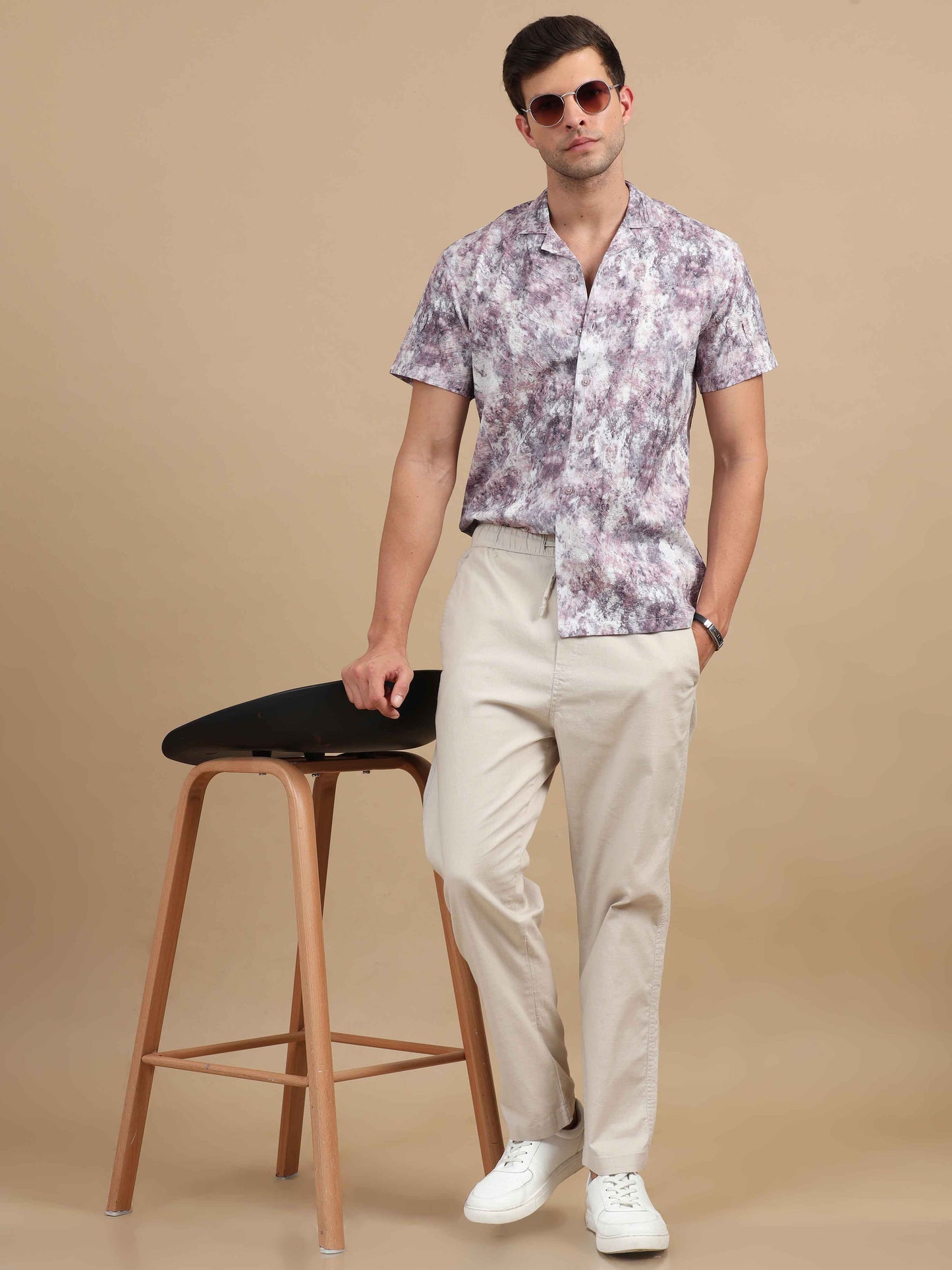 Purple printed shirt for men