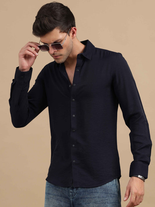 Crush Wave Aswad Men Blue Casual Shirt