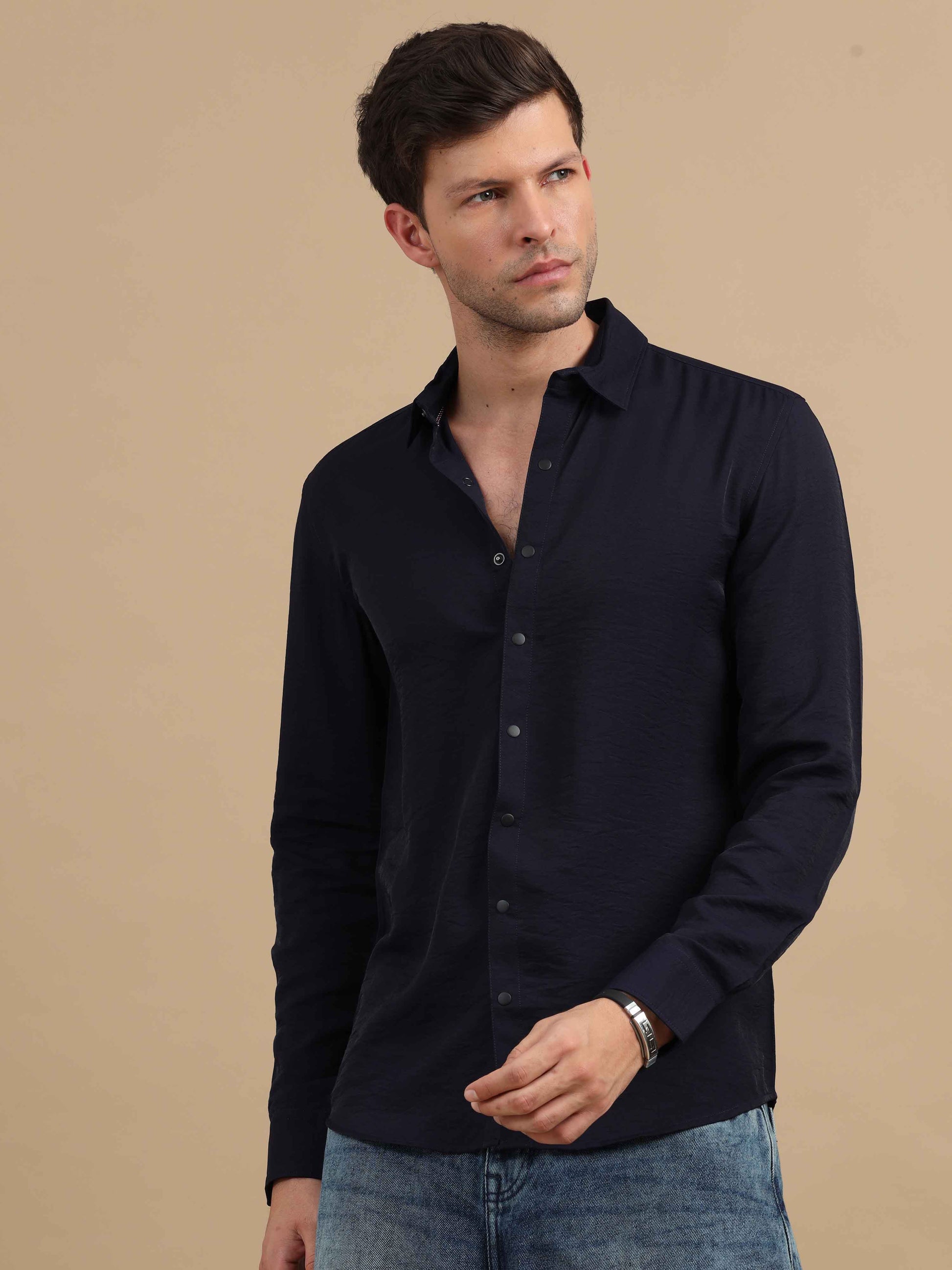 Crush Wave Aswad Men Blue Casual Shirt