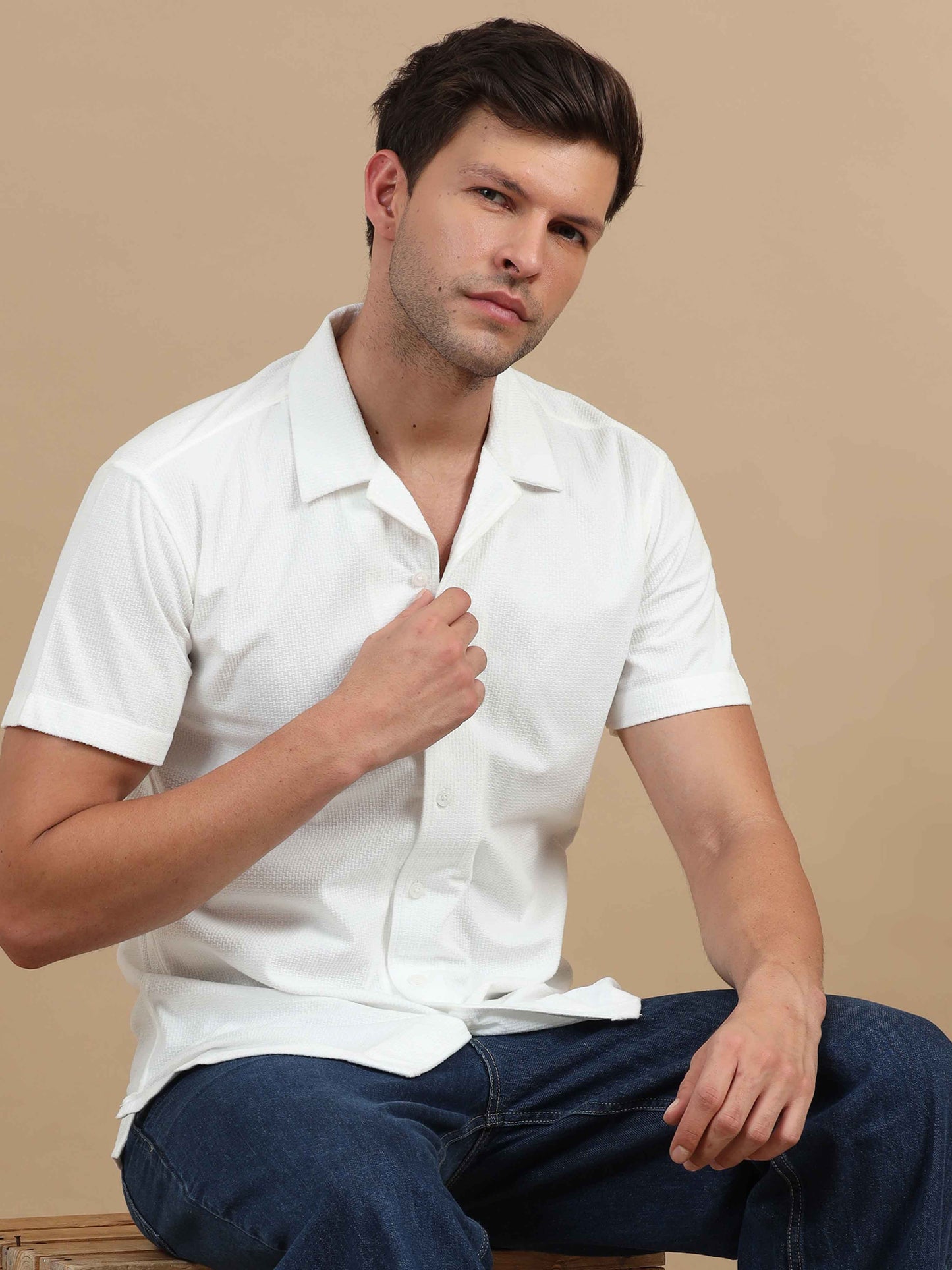 White Cuban Collar Shirt