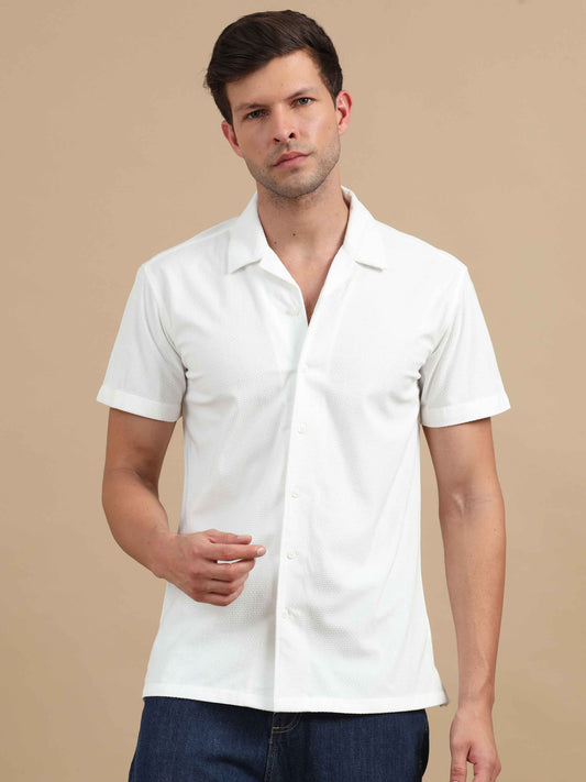 White Cuban Collar Shirt