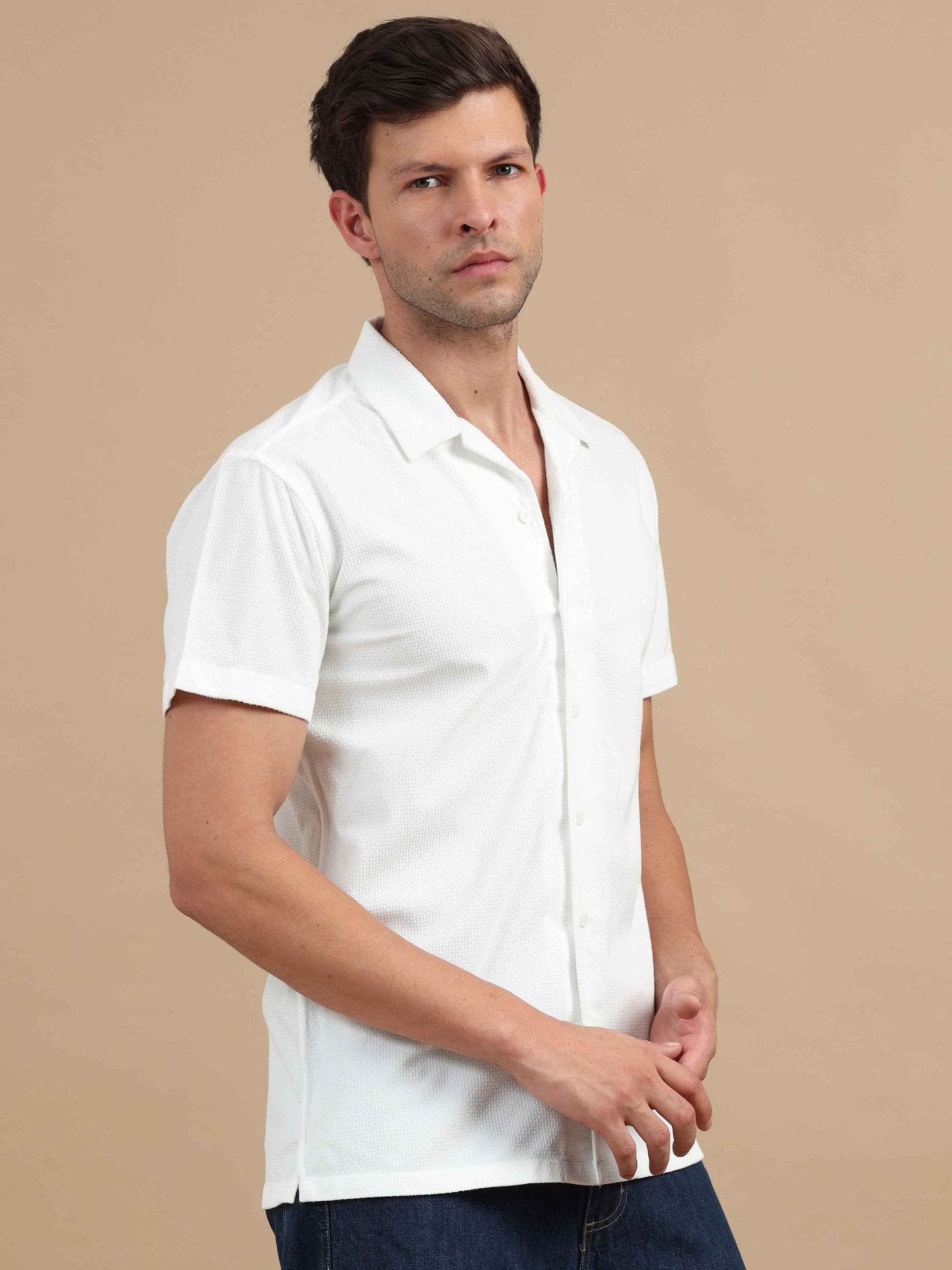 White Cuban Collar Shirt