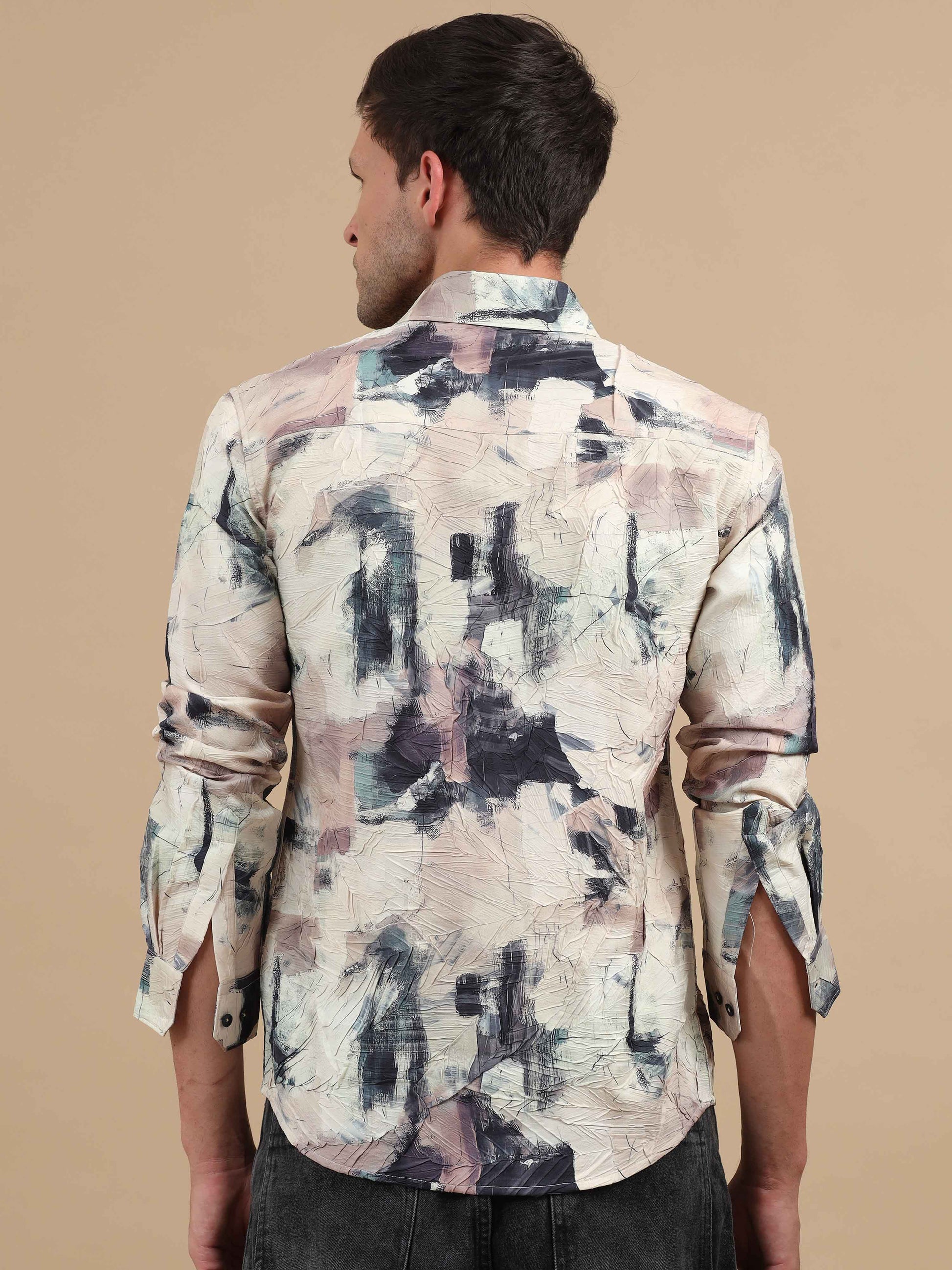 Men Texture Merino printed full sleeve shirt