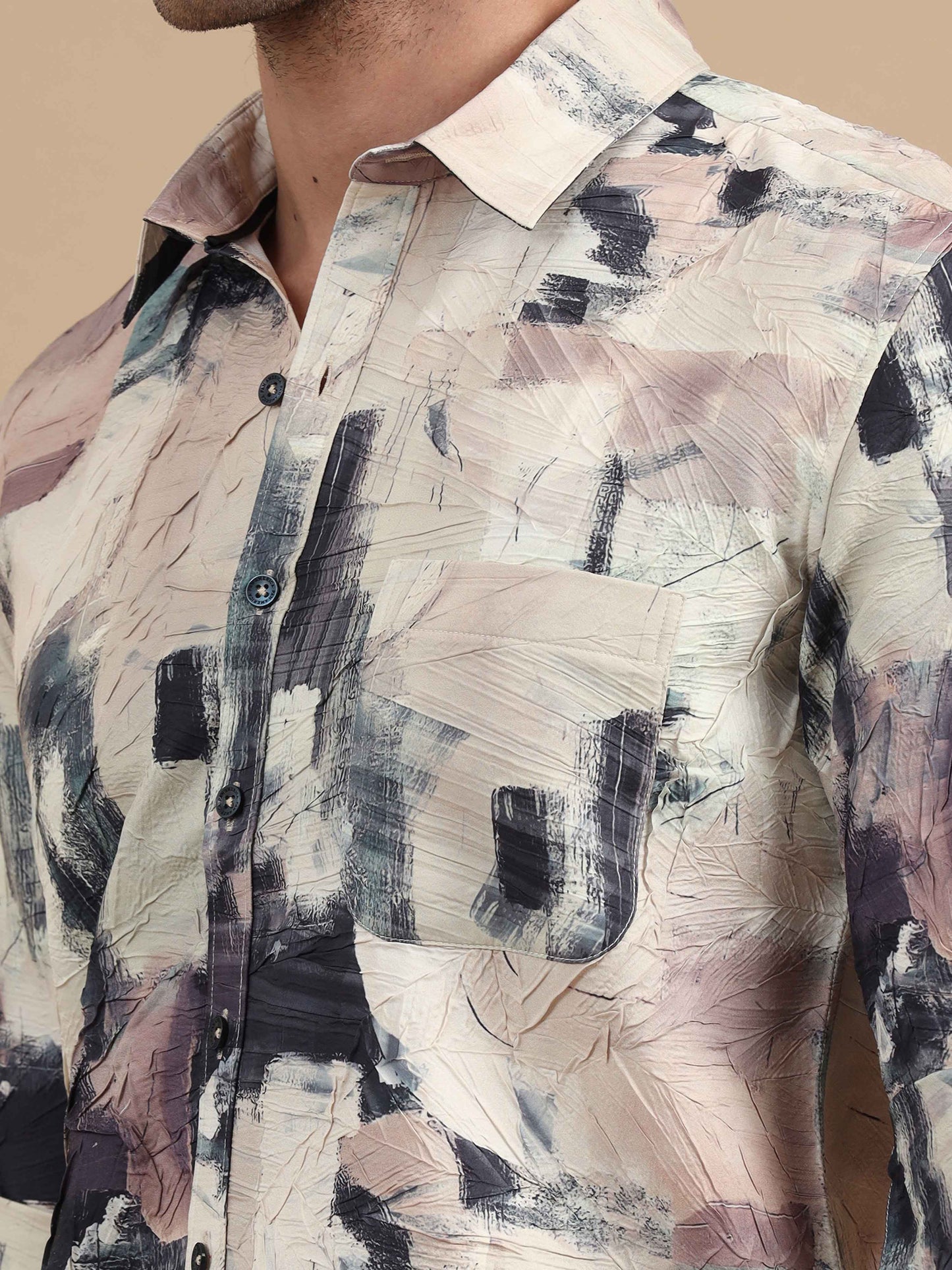 Men Texture Merino printed full sleeve shirt