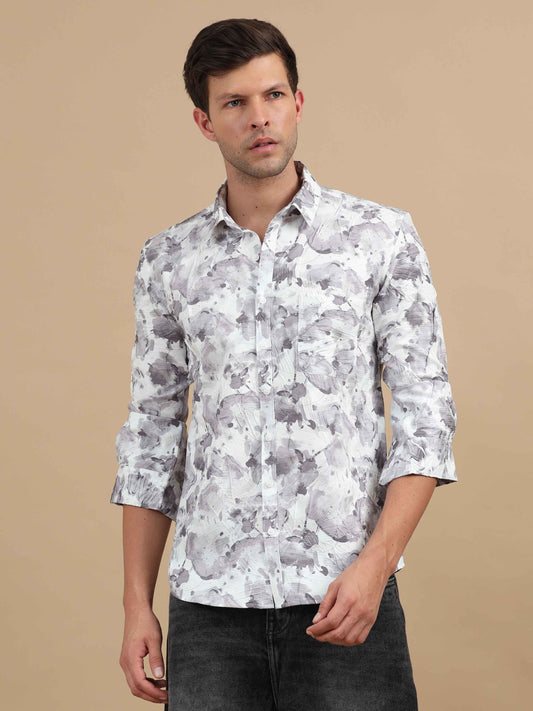 Men Texture Printed full sleeve shirt