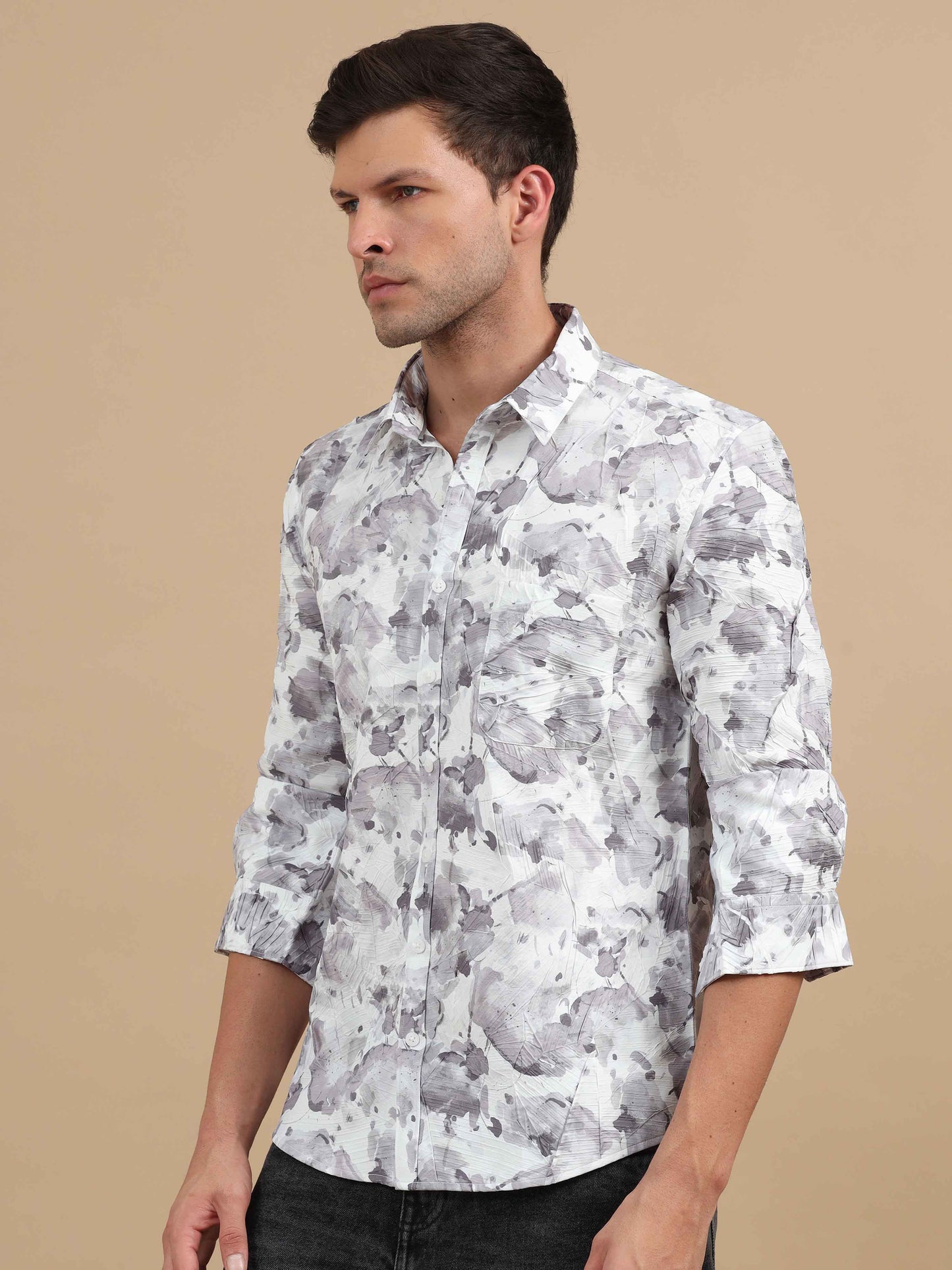 Men Texture Printed full sleeve shirt