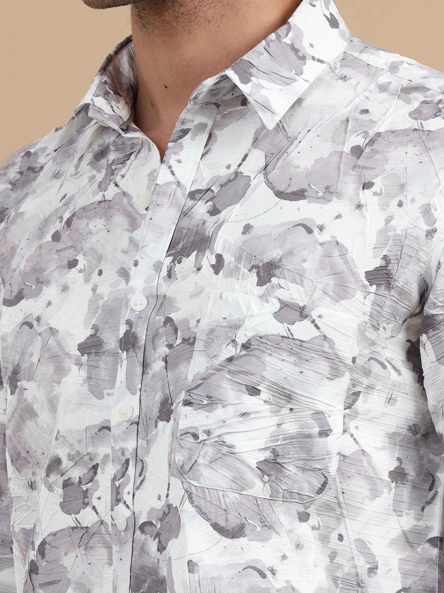 Men Texture Printed full sleeve shirt