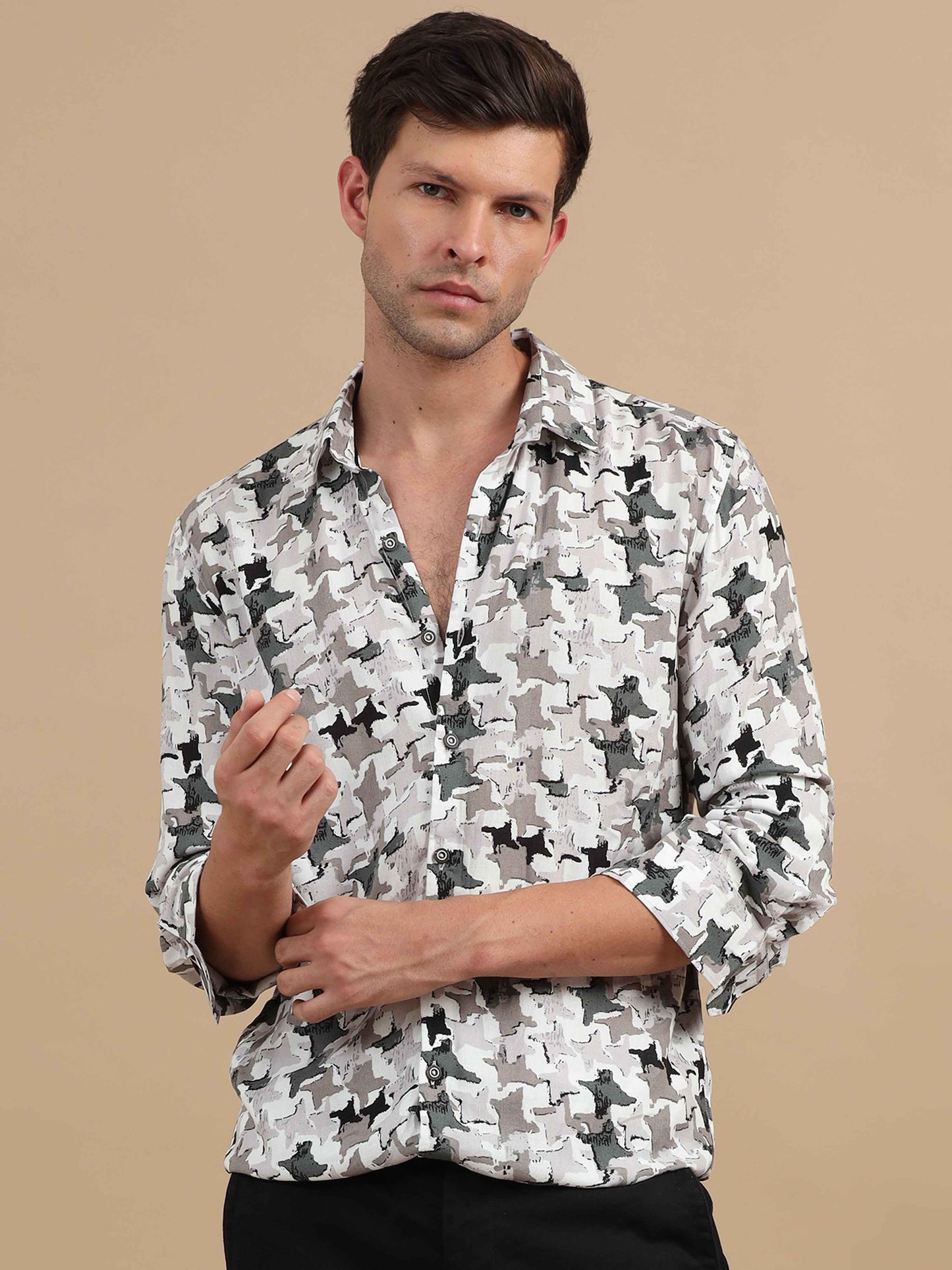 Abstract Morter Printed Shirt Full Sleeve Men