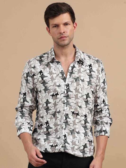 Abstract Morter Printed Shirt Full Sleeve Men