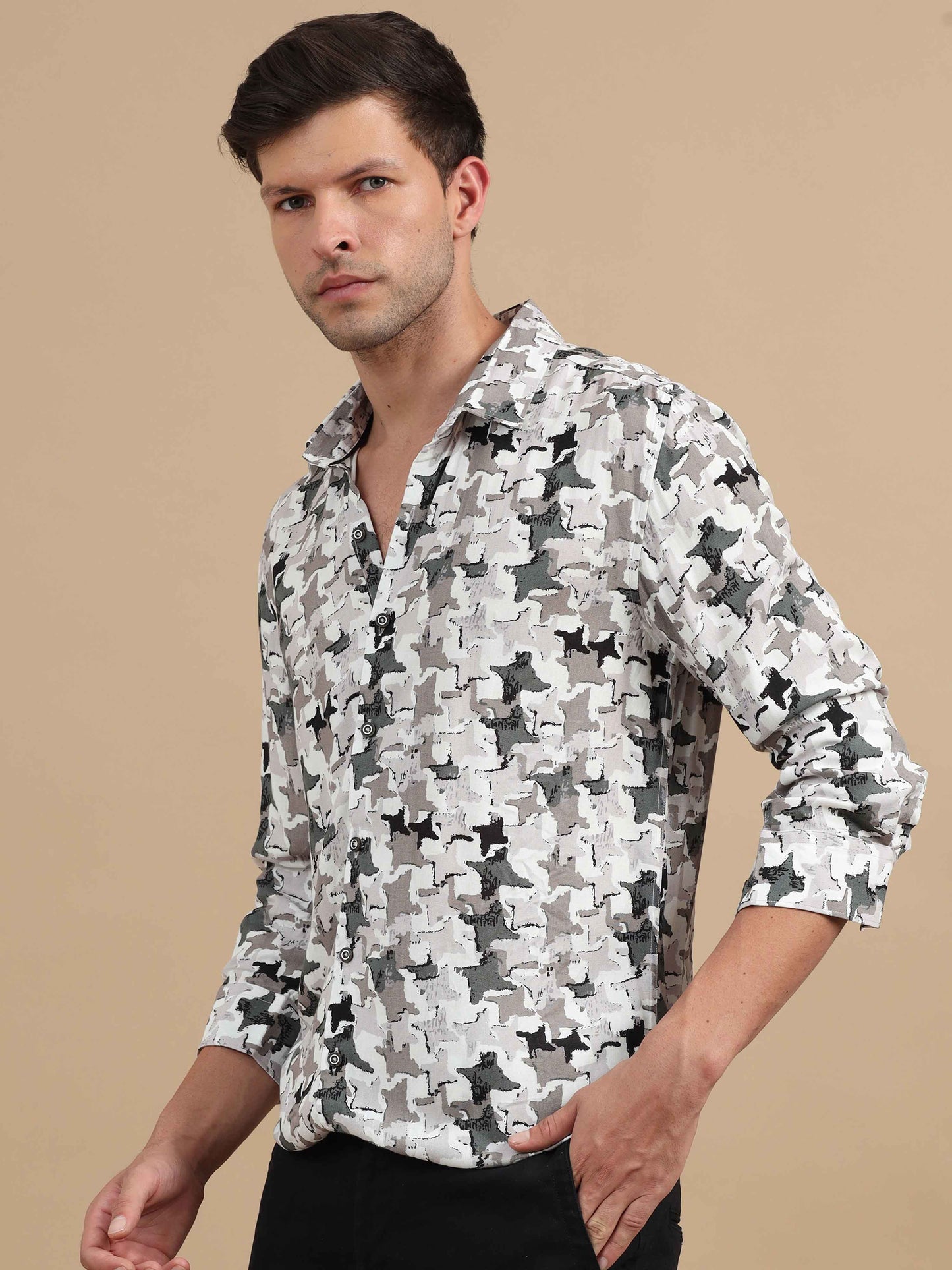 Abstract Morter Printed Shirt Full Sleeve Men