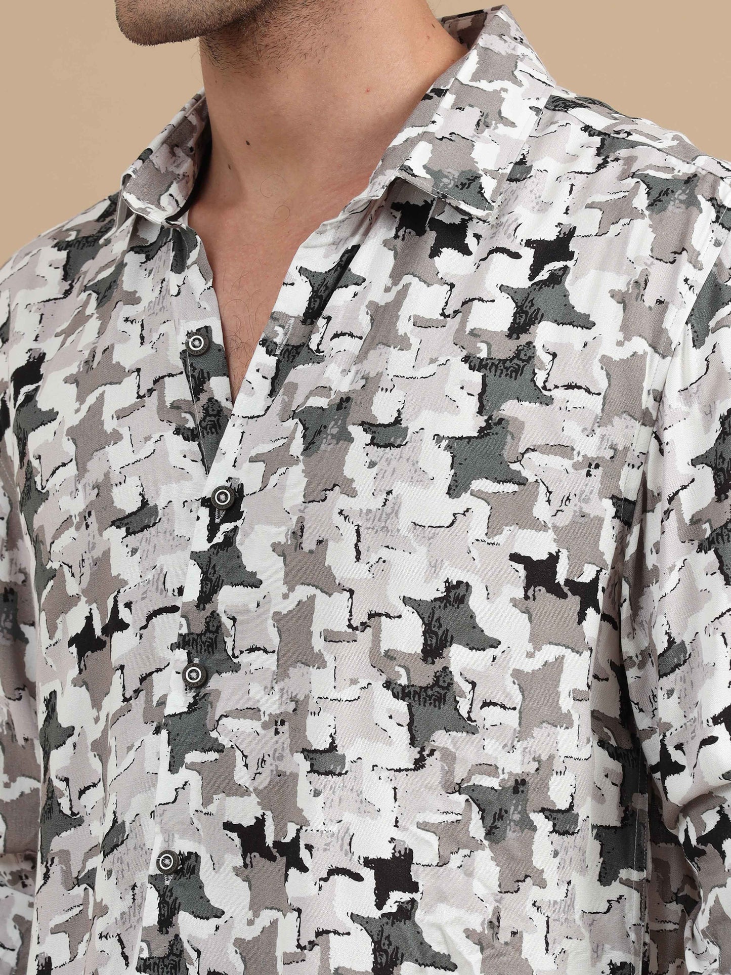 Abstract Morter Printed Shirt Full Sleeve Men