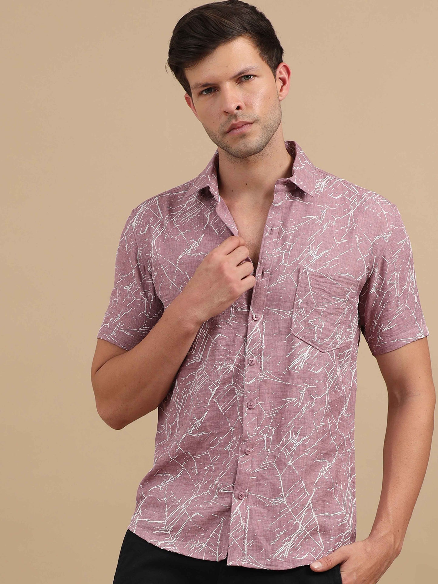 Men Lilac Marble Printed Shirt