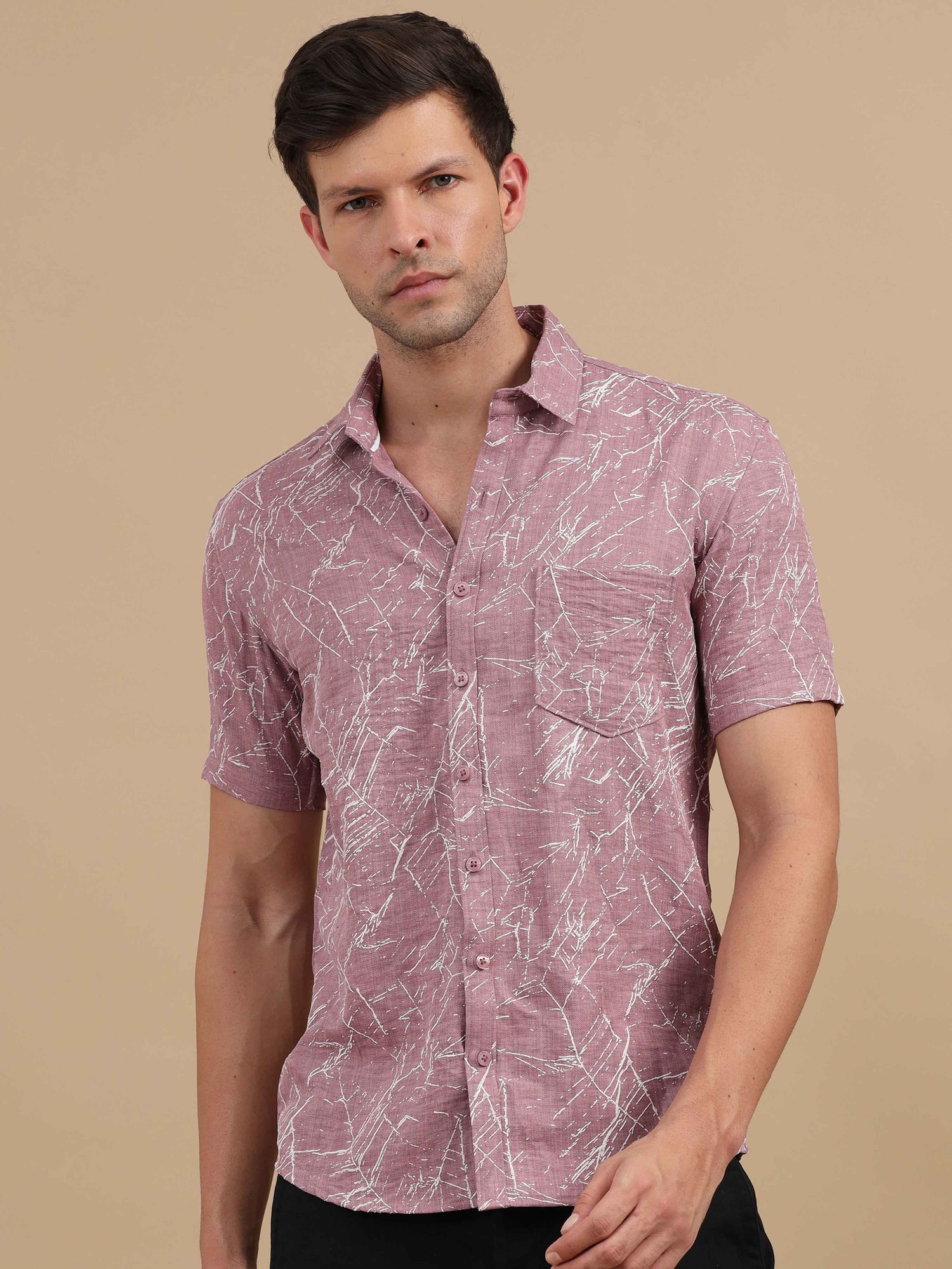 Men Lilac Marble Printed Shirt