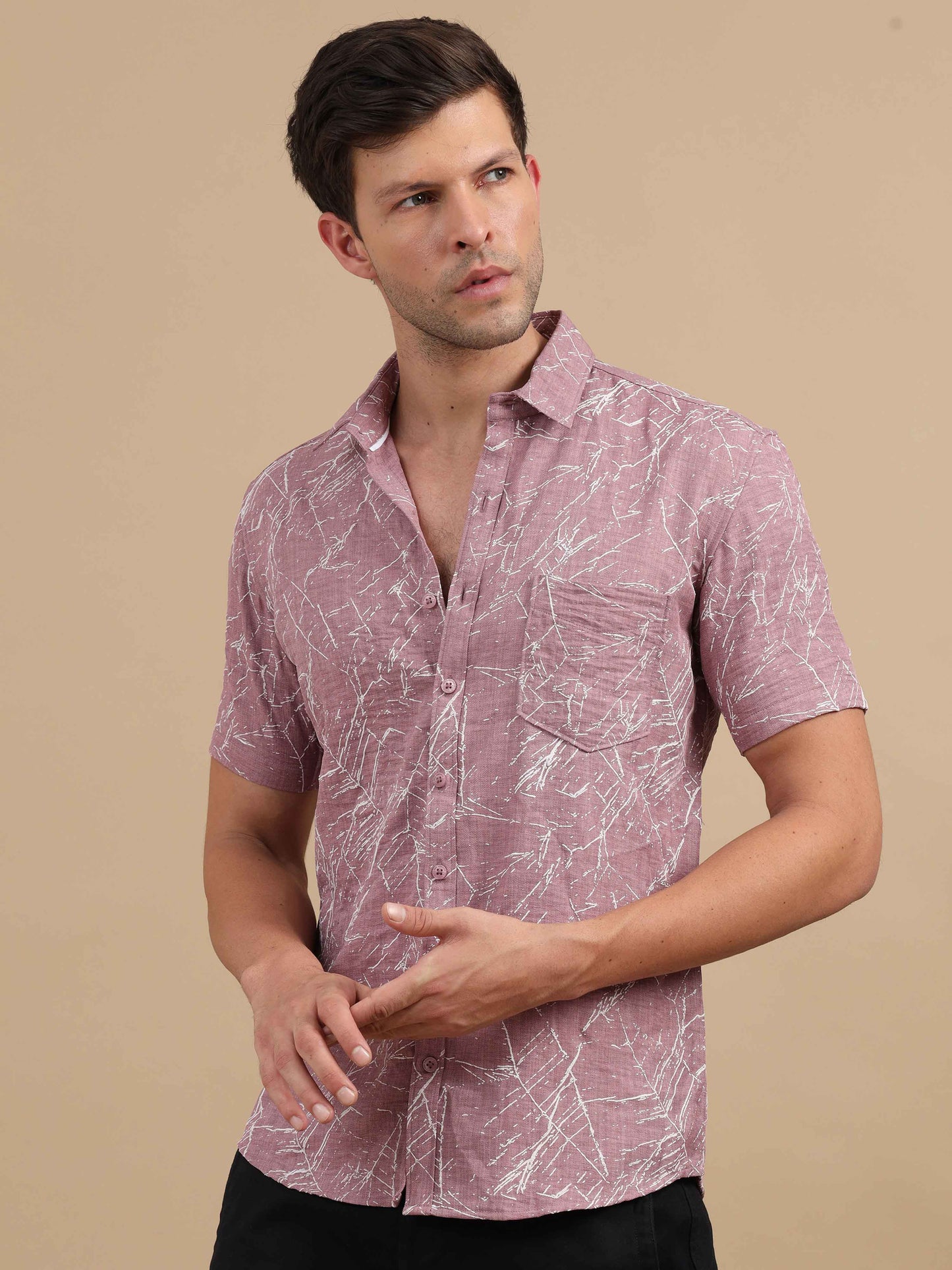 Men Lilac Marble Printed Shirt