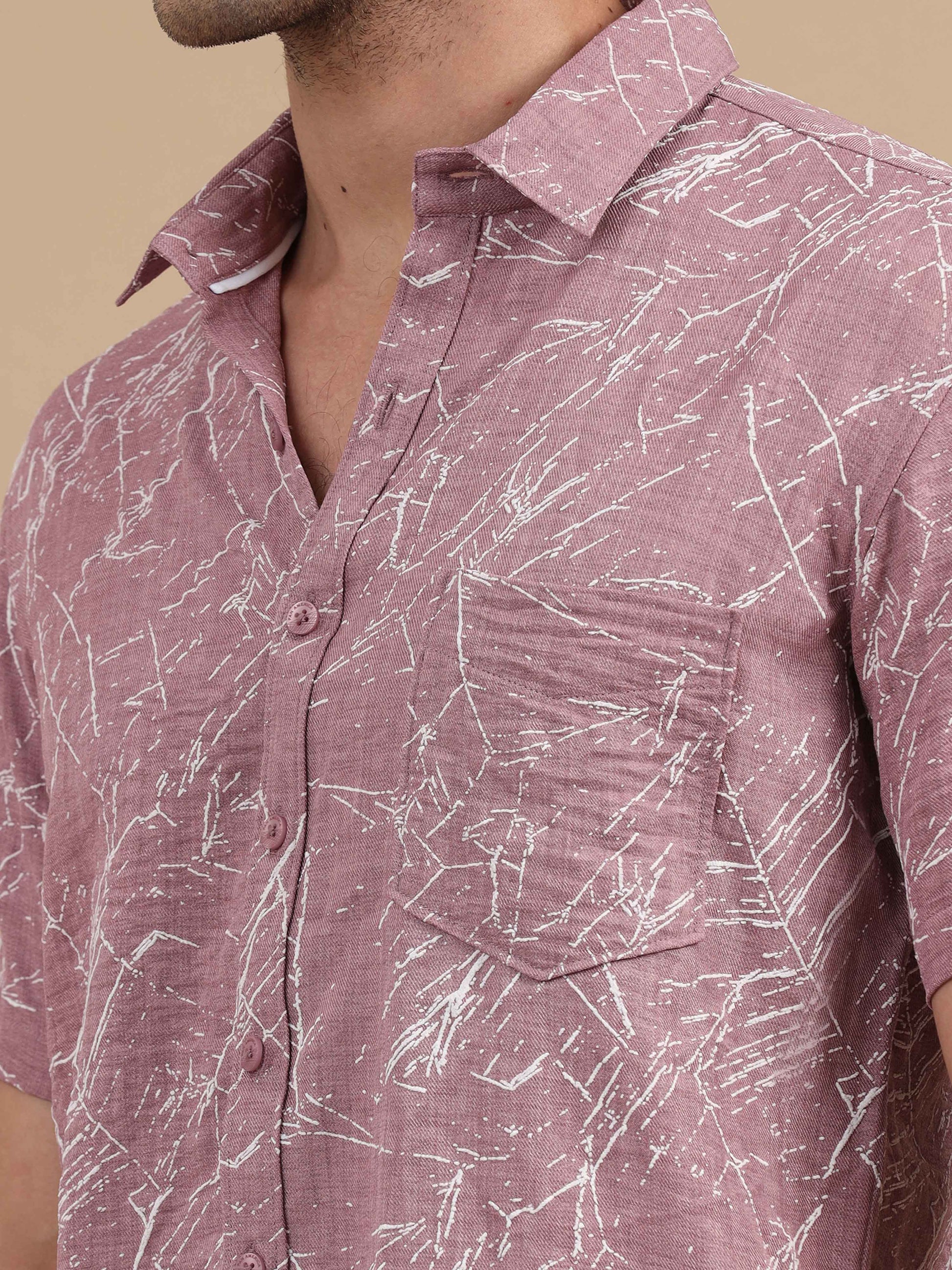 Men Lilac Marble Printed Shirt