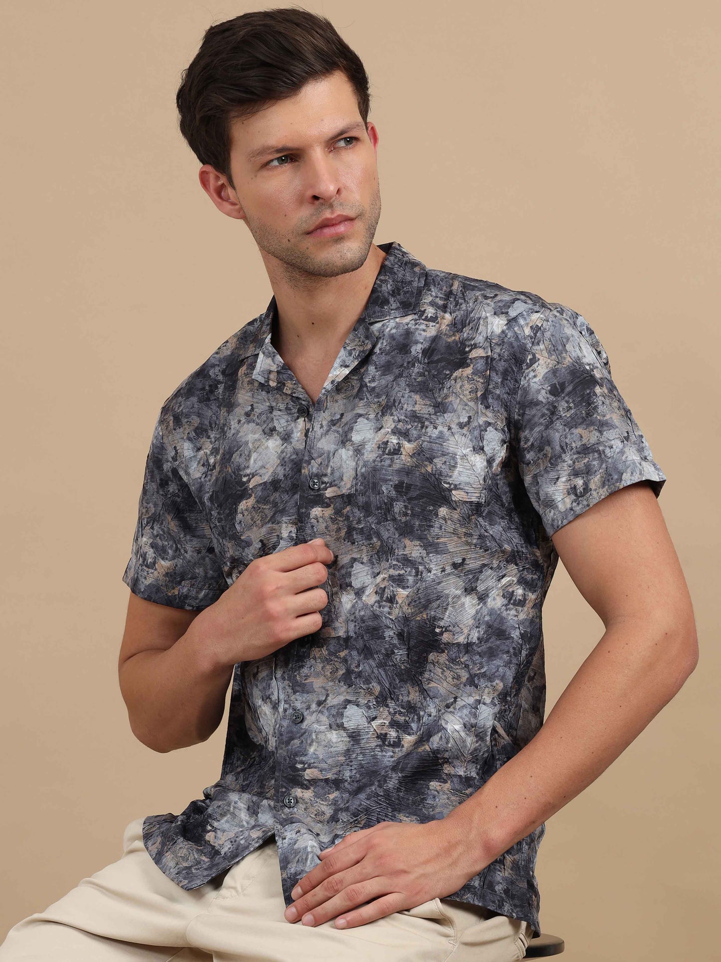 Men Jet Set Cuban Collar Shirt