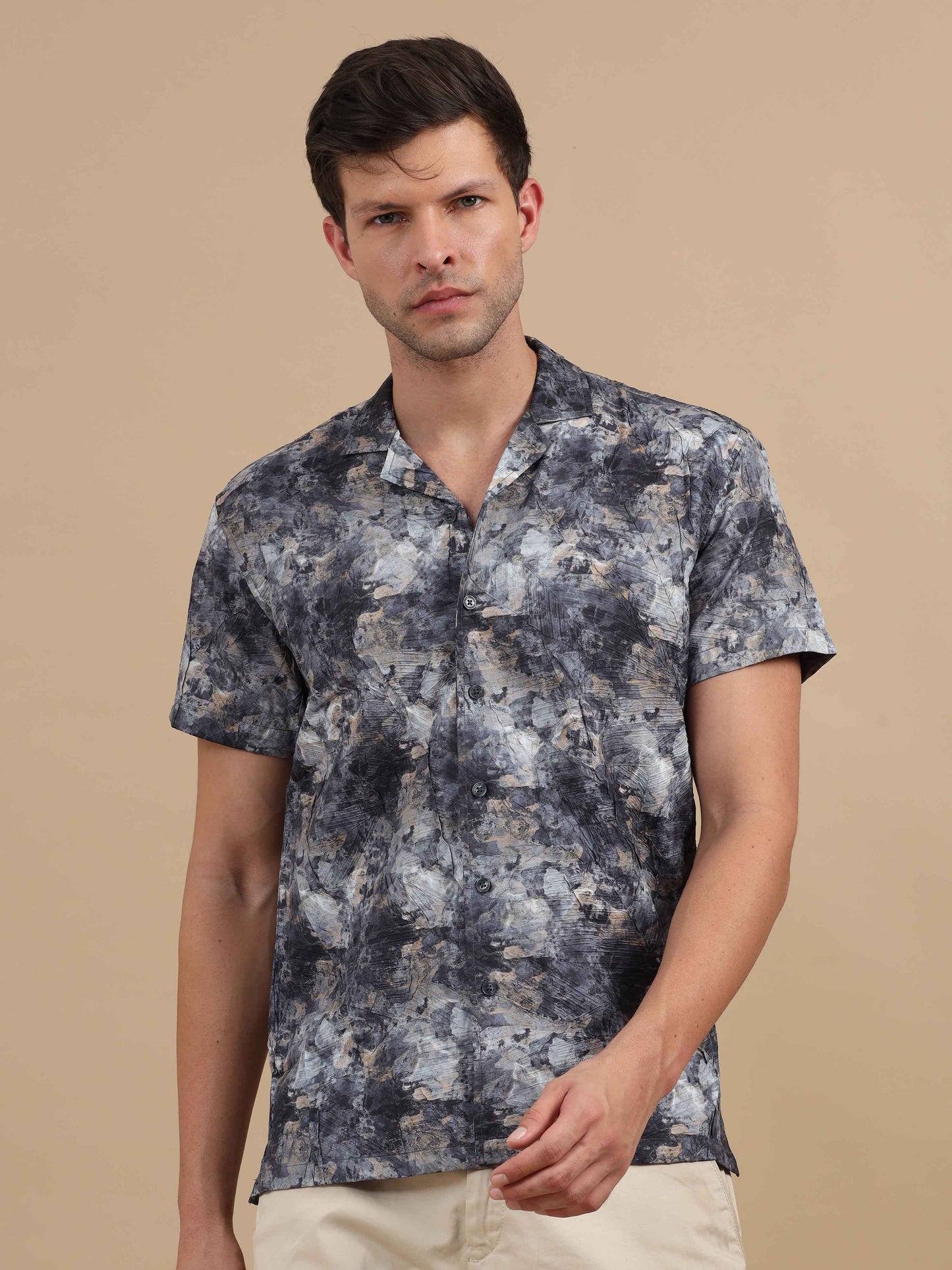 Men Jet Set Cuban Collar Shirt