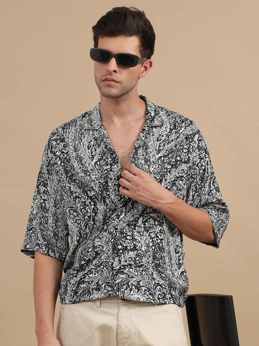 Blackout Floral Print Shirt Men