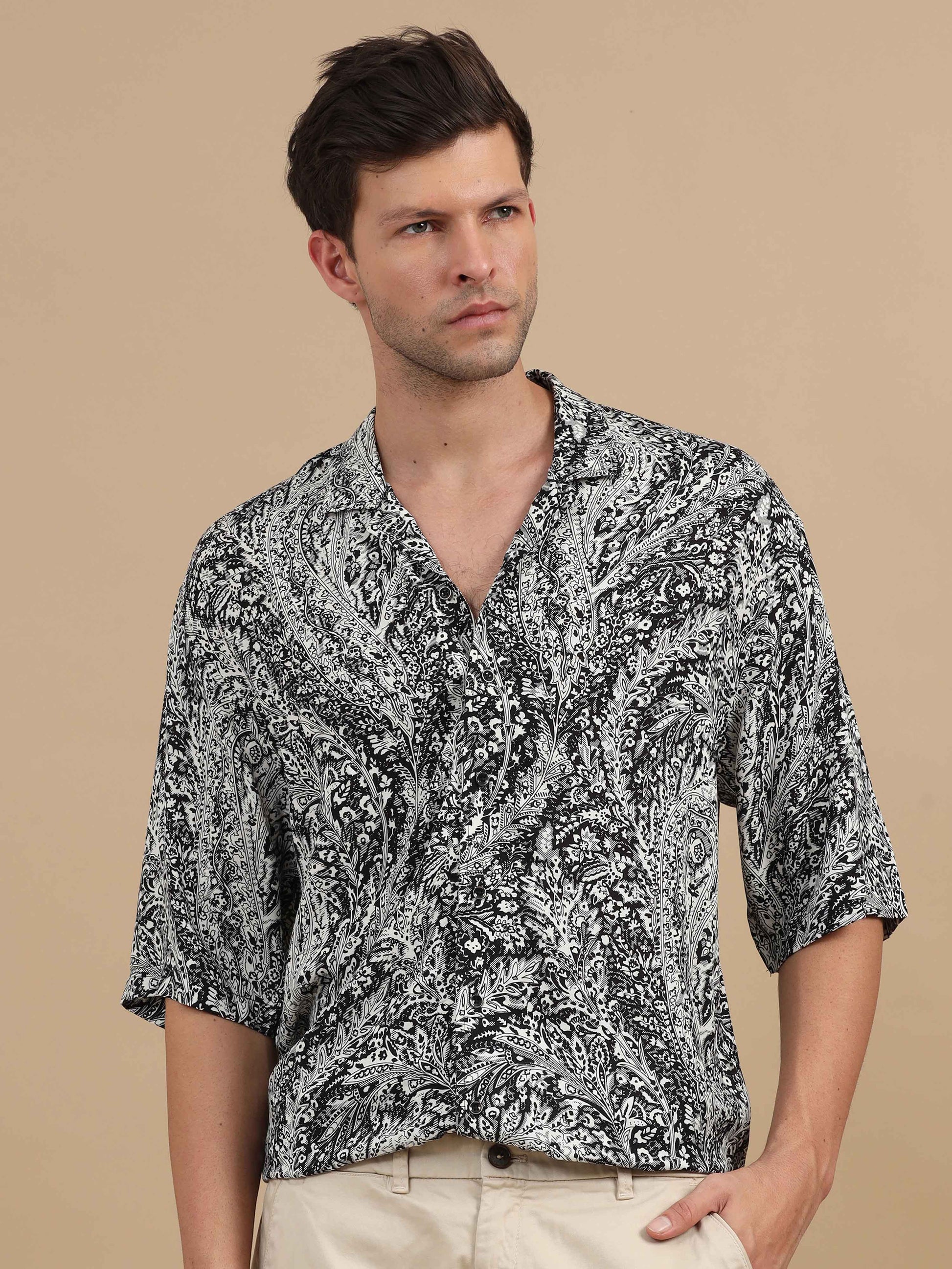 Blackout Floral Print Shirt Men