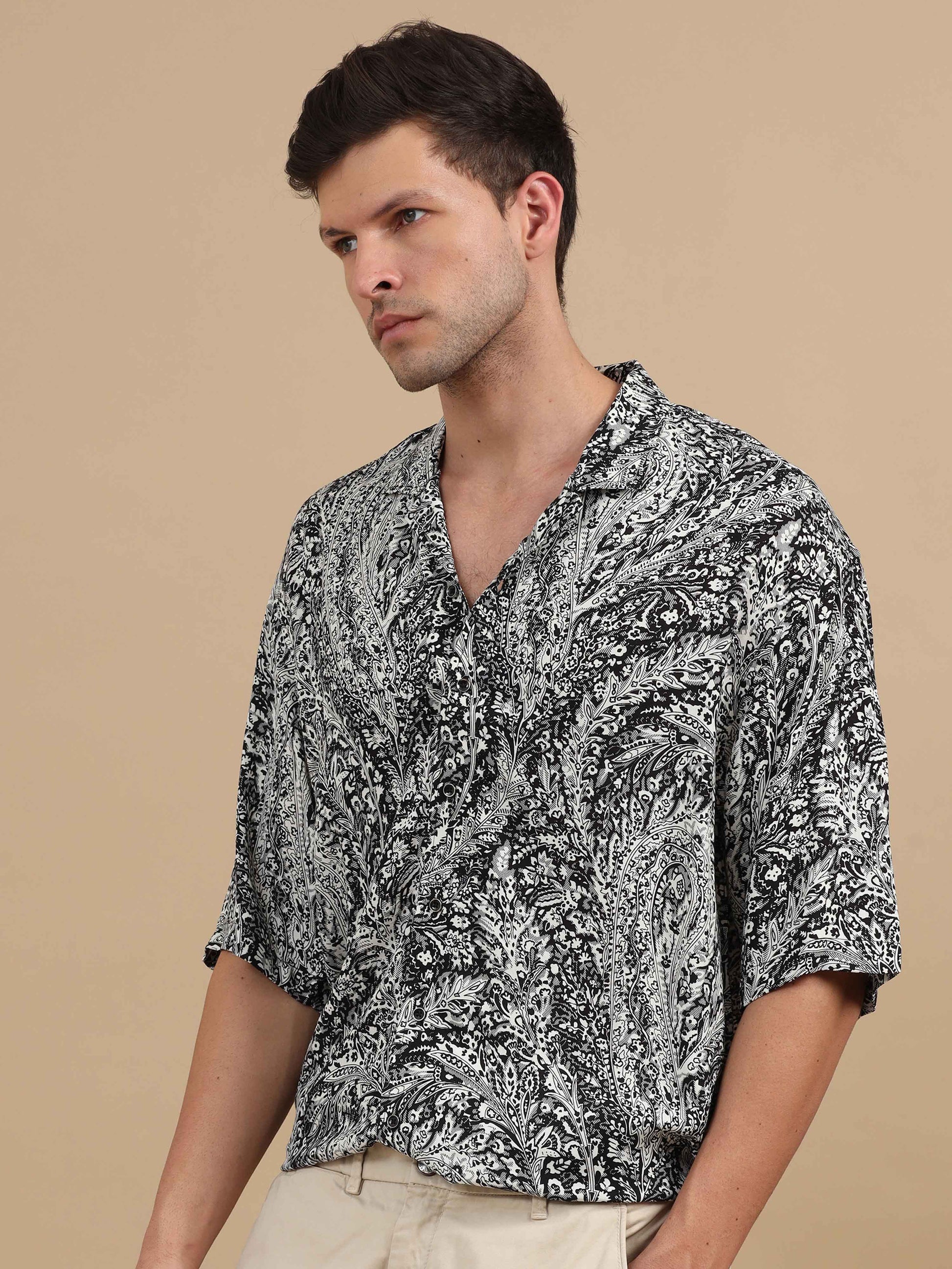 Blackout Floral Print Shirt Men