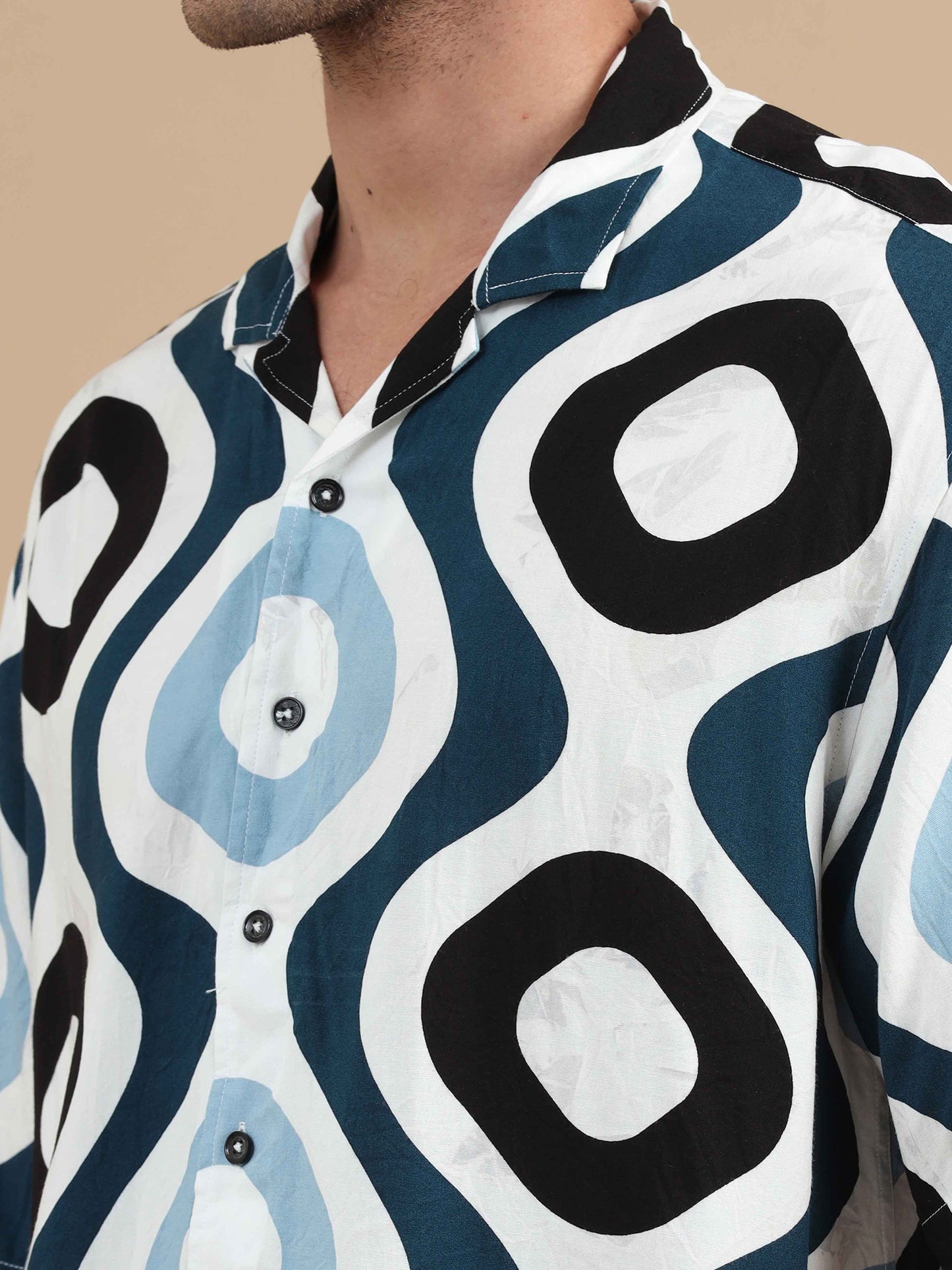 Retro Printed Drop Shoulder Shirt Men