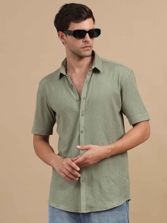 Men Gundaroo Green Shirt half sleeve