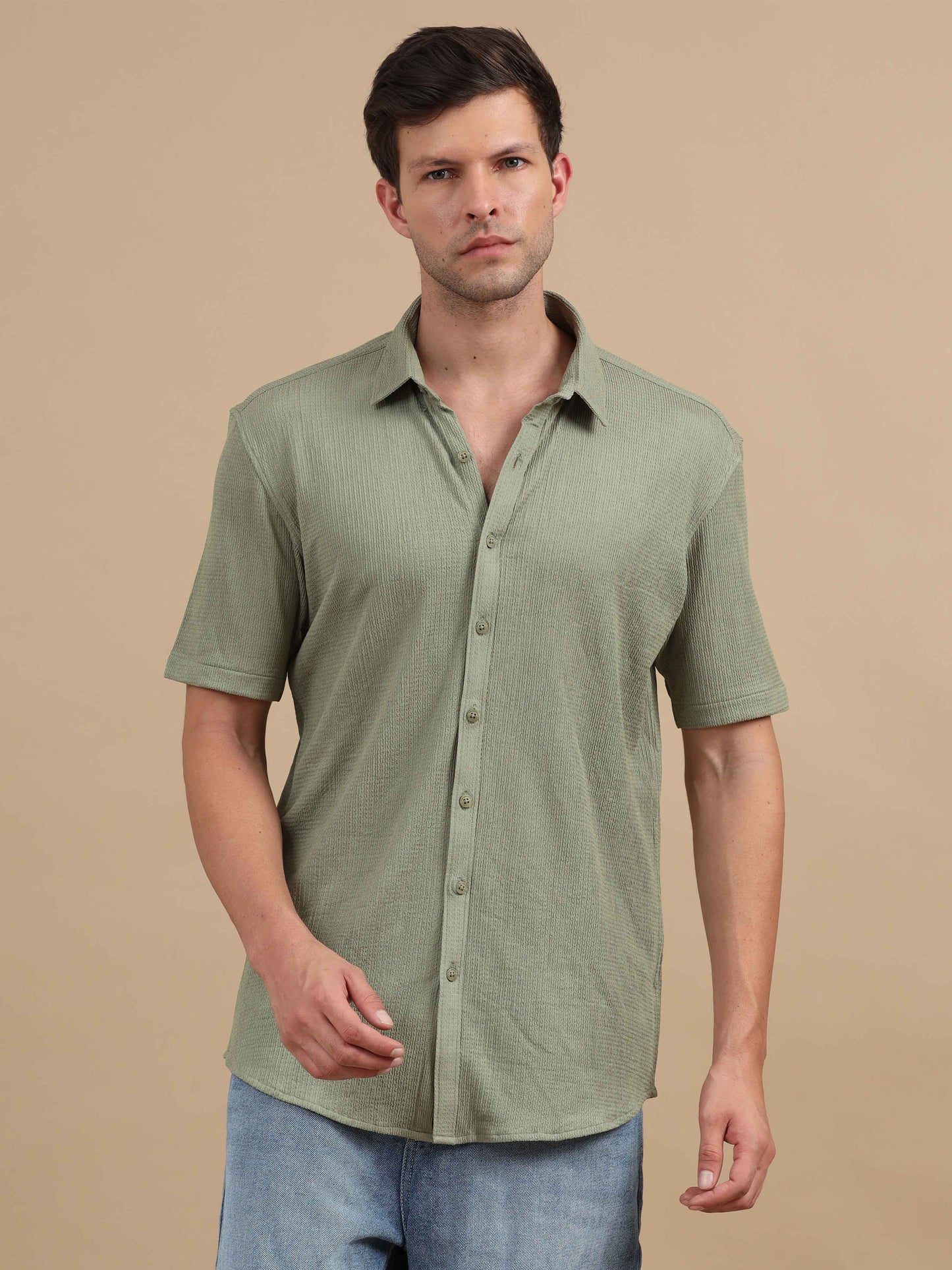 Men Gundaroo Green Shirt half sleeve