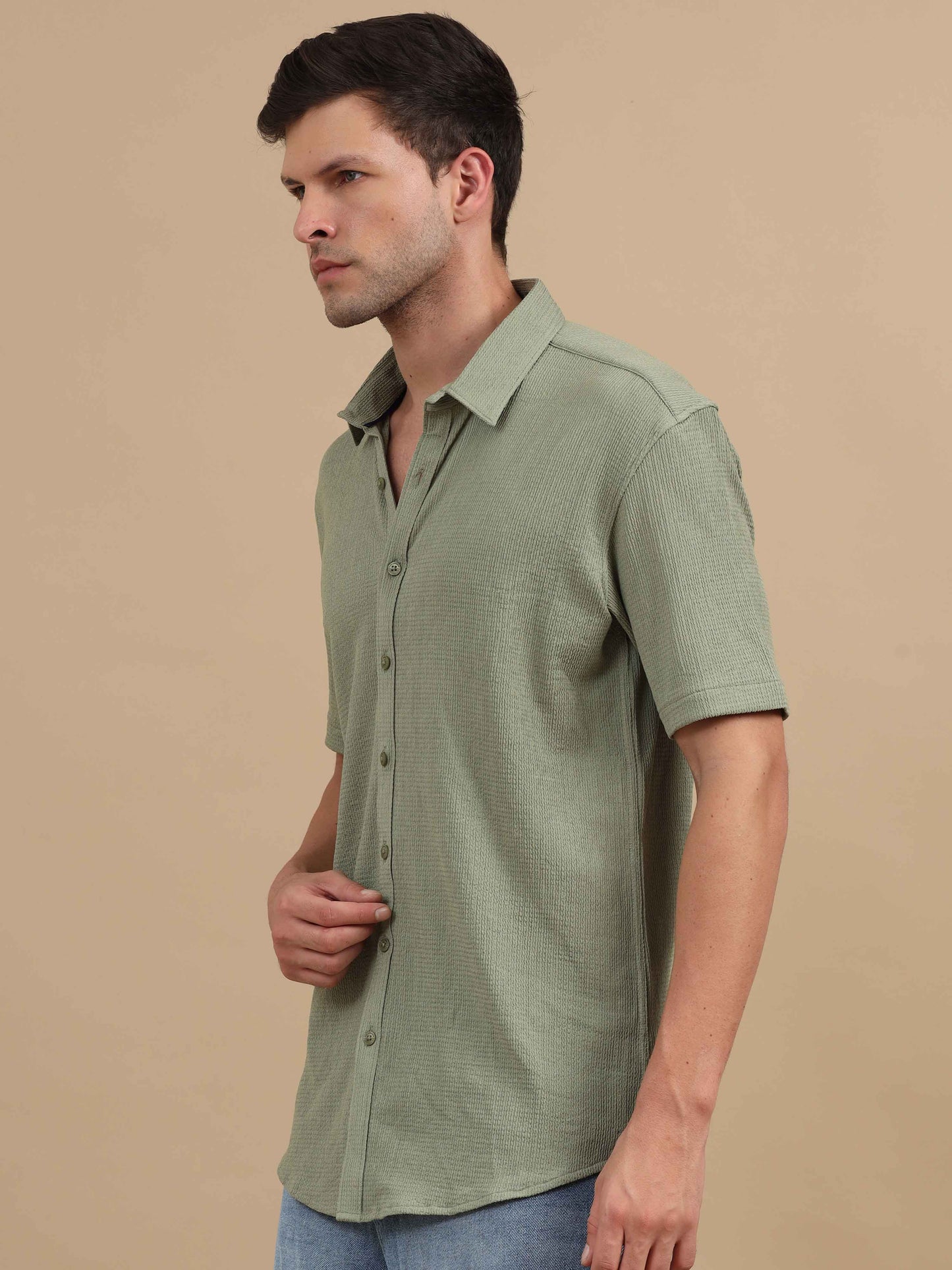 Men Gundaroo Green Shirt half sleeve