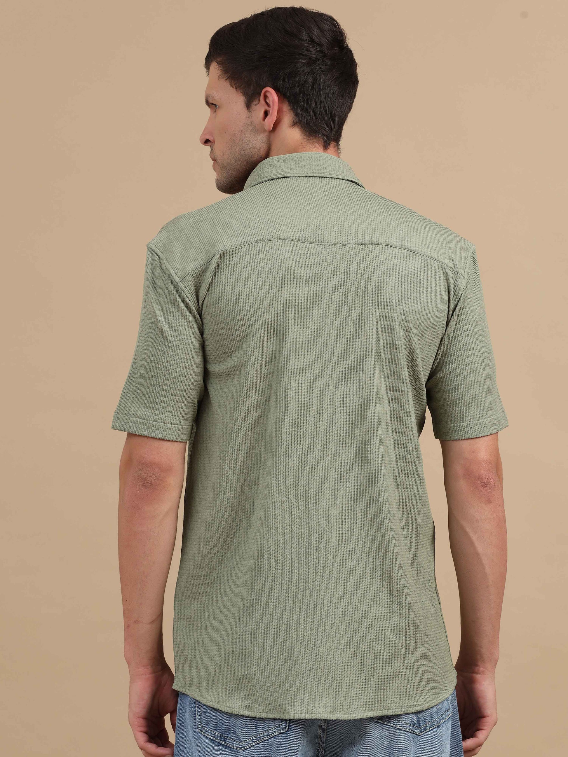 Men Gundaroo Green Shirt half sleeve