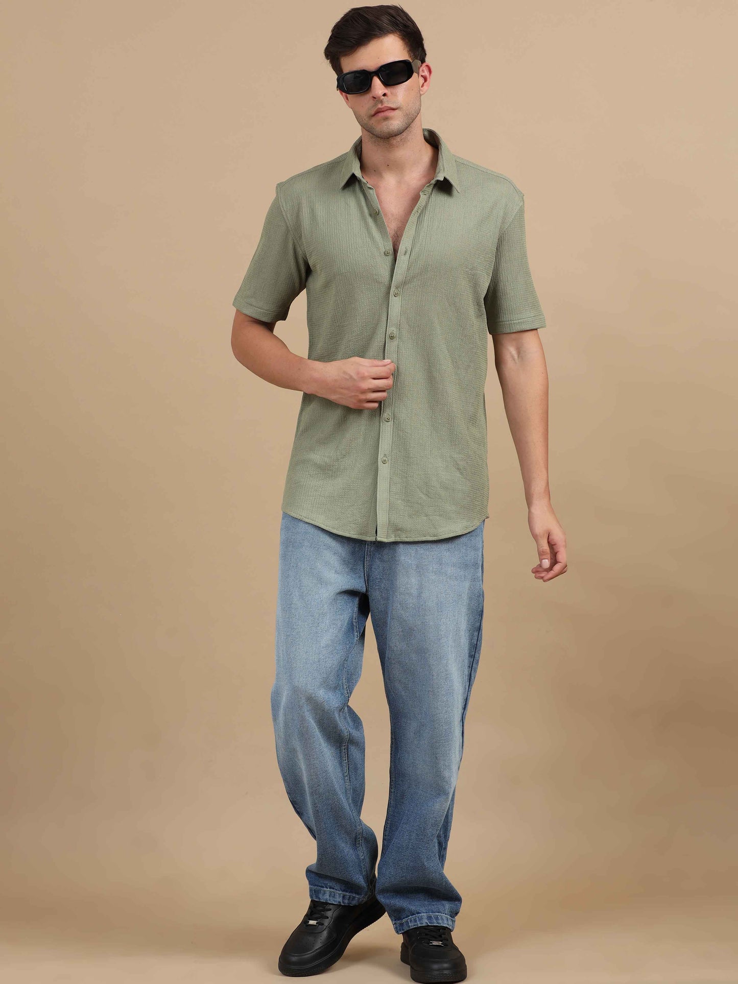 Men Gundaroo Green Shirt half sleeve